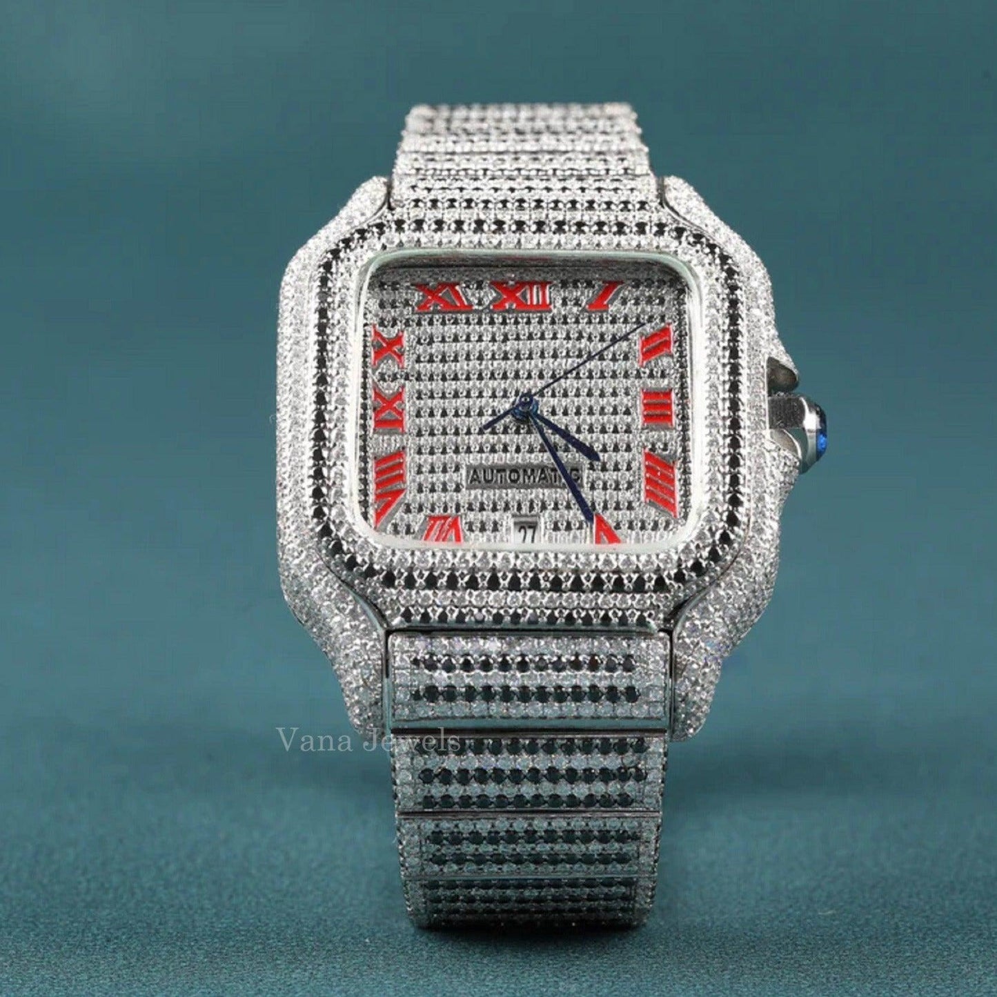 Fully Customized Iced Out Watch with VVS Moissanite Diamond - Vana Jewels