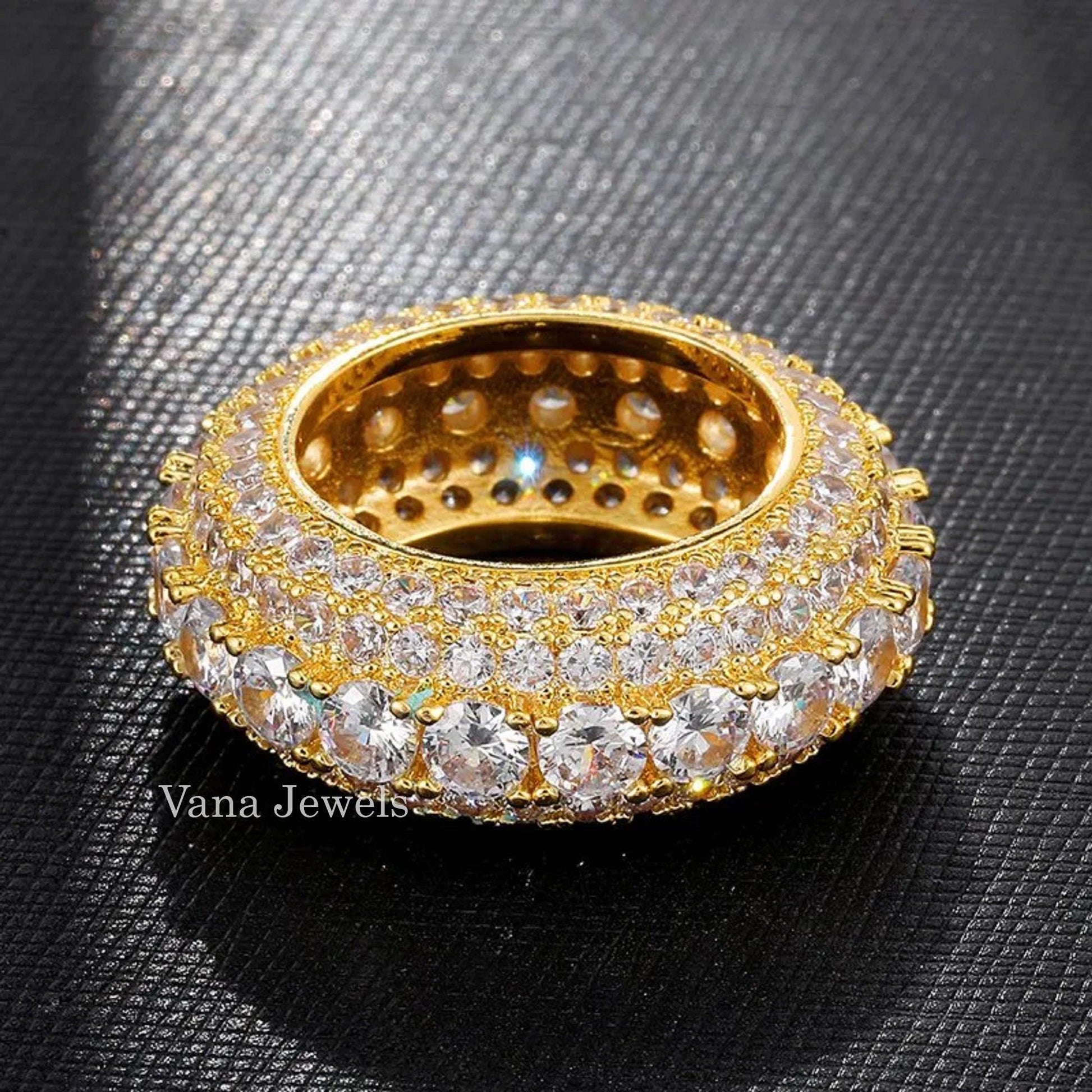 Full Iced Out VVS Moissanite Diamond Mens Ring - Vana Jewels