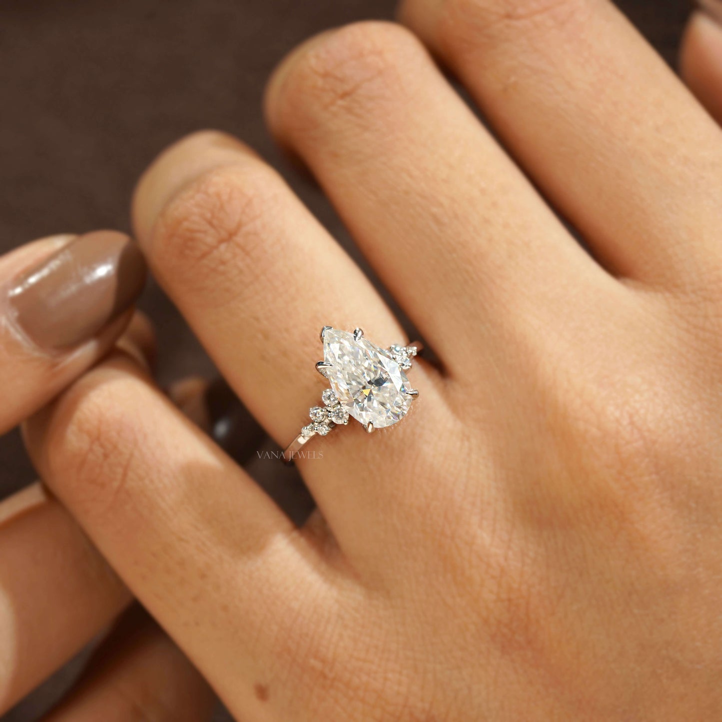 2.32 CT Pear Cut Moissanite Engagement Ring