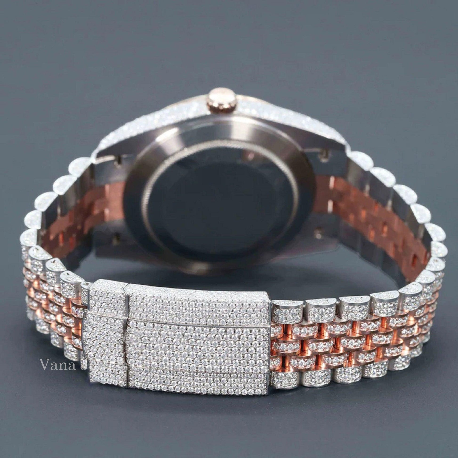 Two Tone Moissanite Diamond Hip Hop Watch - Vana Jewels