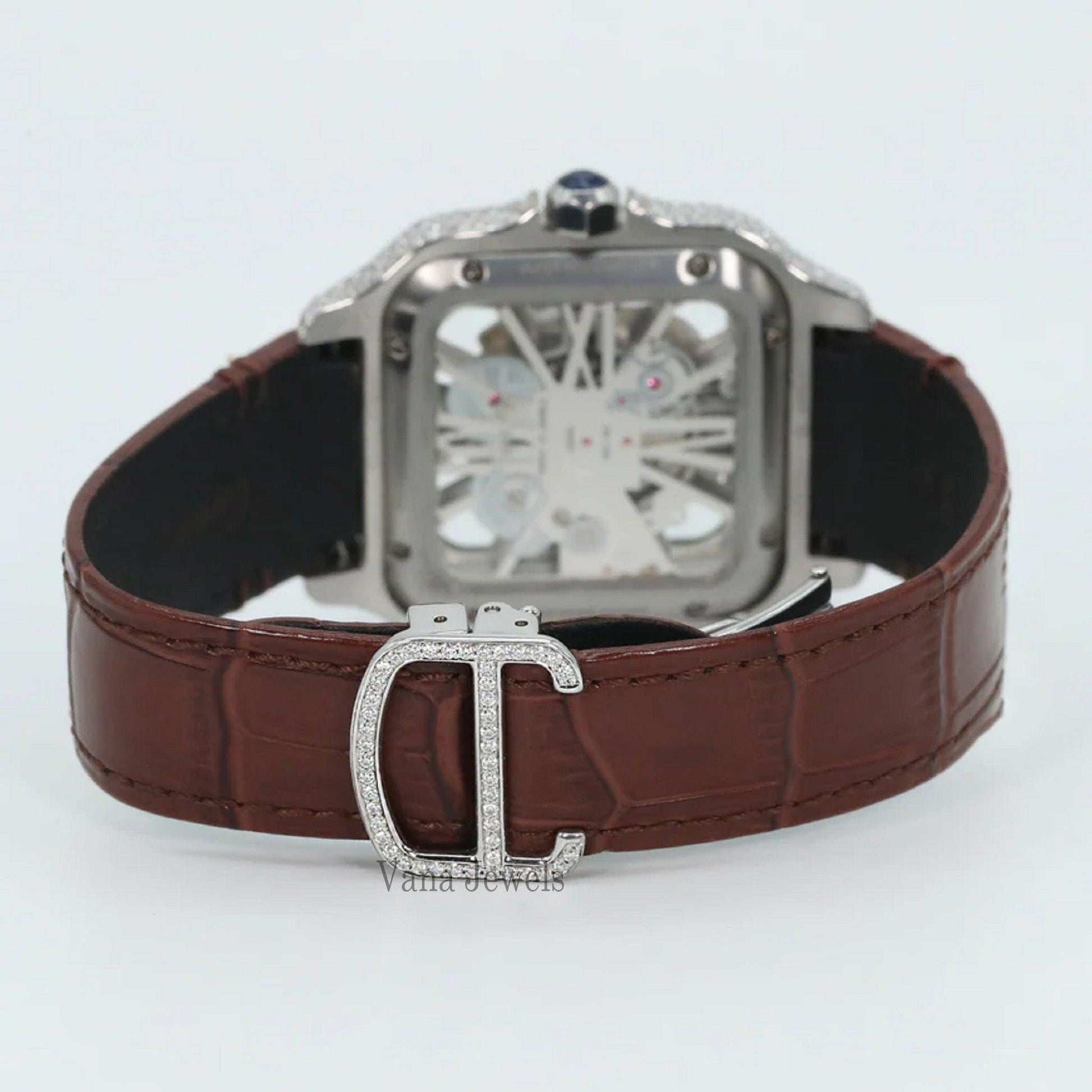 VVS Moissanite Diamond Leather Belt Watch - Vana Jewels