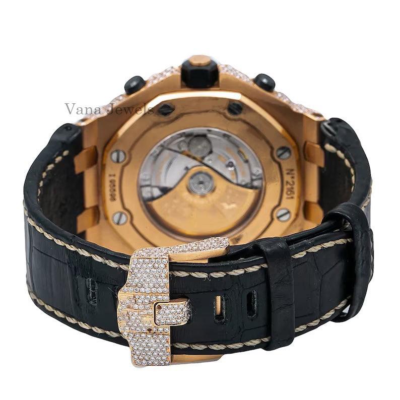 Leather Belt VVS Moissanite Diamond Watch - Vana Jewels