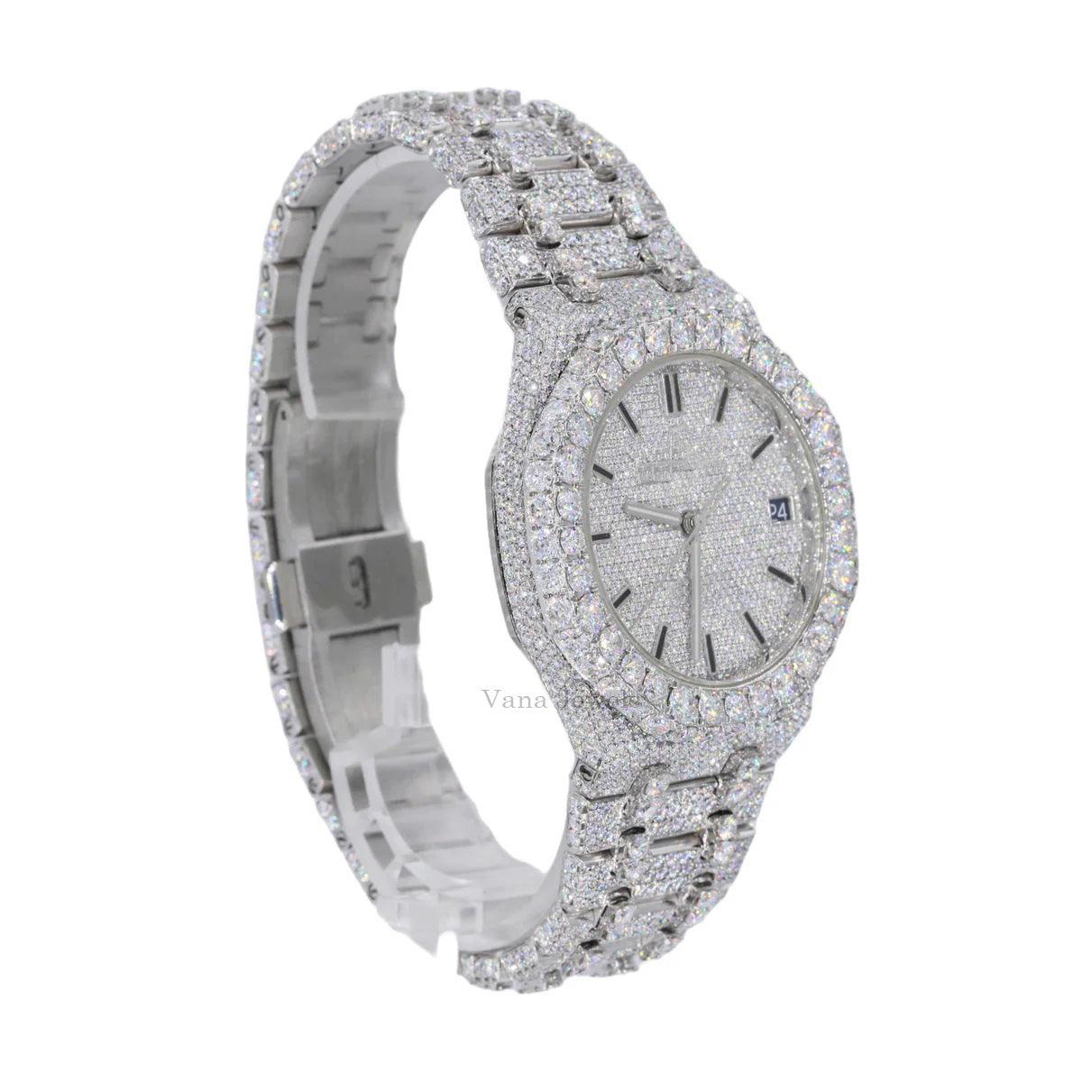 Iced-Out Automatic VVS Moissanite Diamond Watch - Vana Jewels