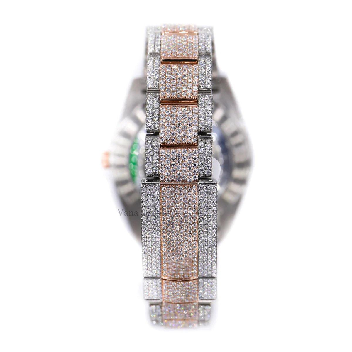 Roman Dial Two-Tone Moissanite Diamond Watch - Vana Jewels