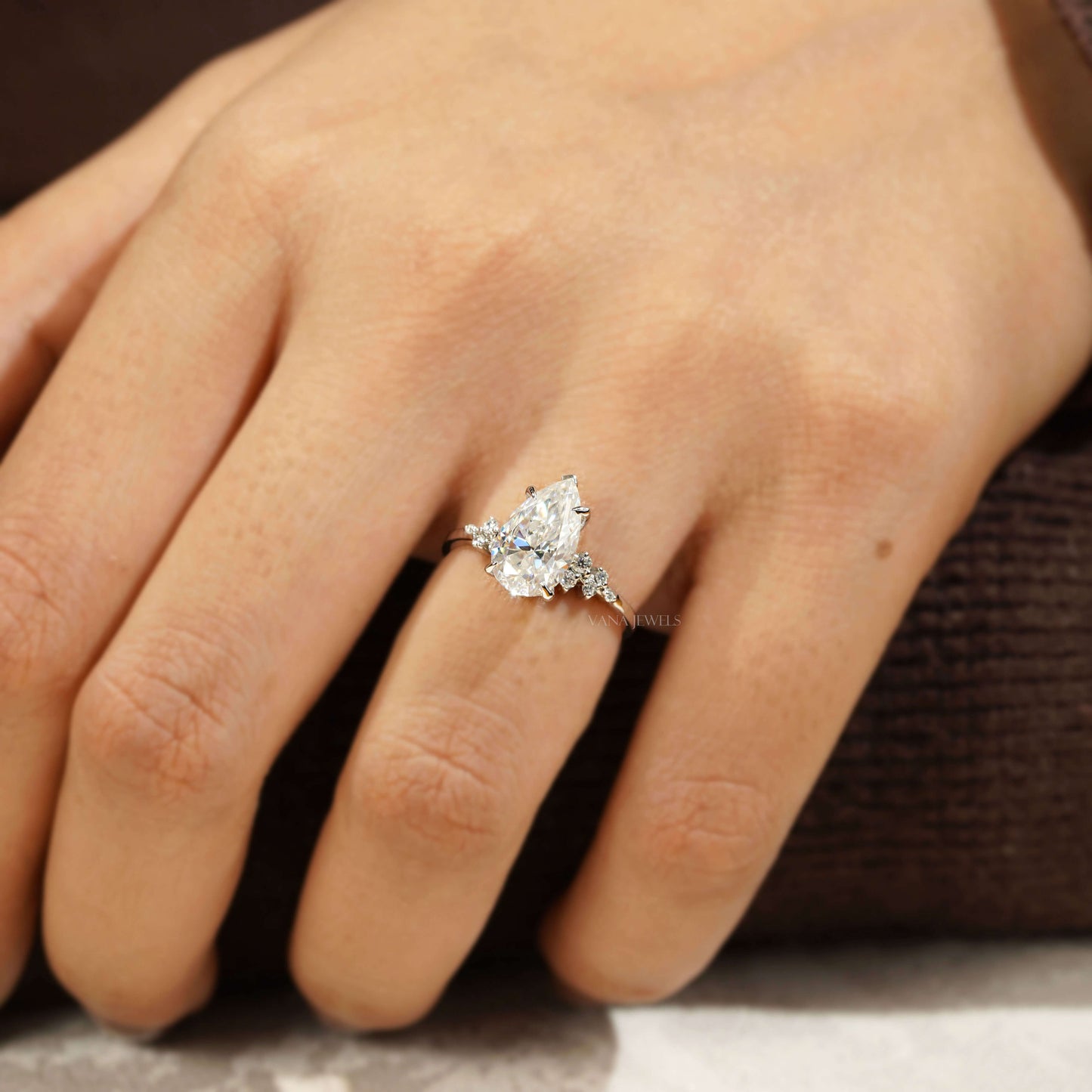 2.32 CT Pear Cut Moissanite Engagement Ring