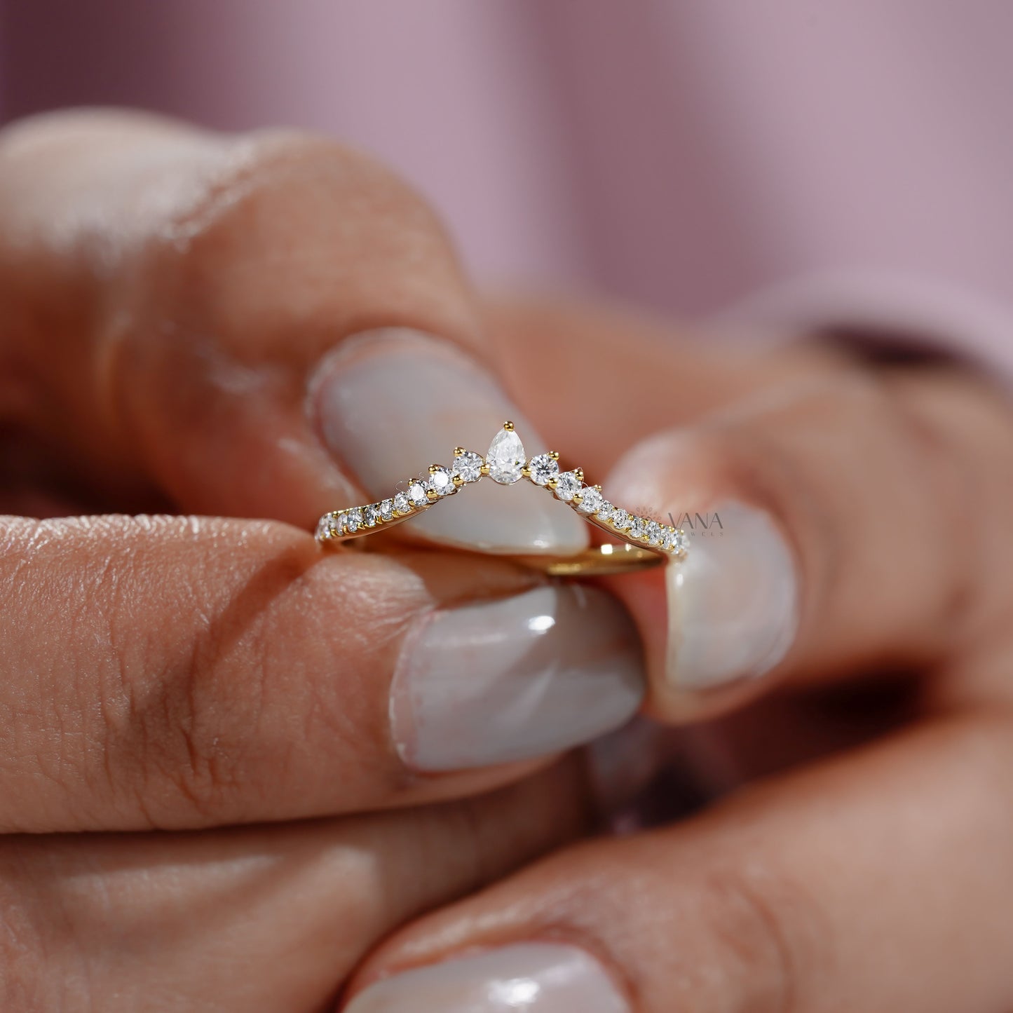v shaped lab grown diamond ring for women
