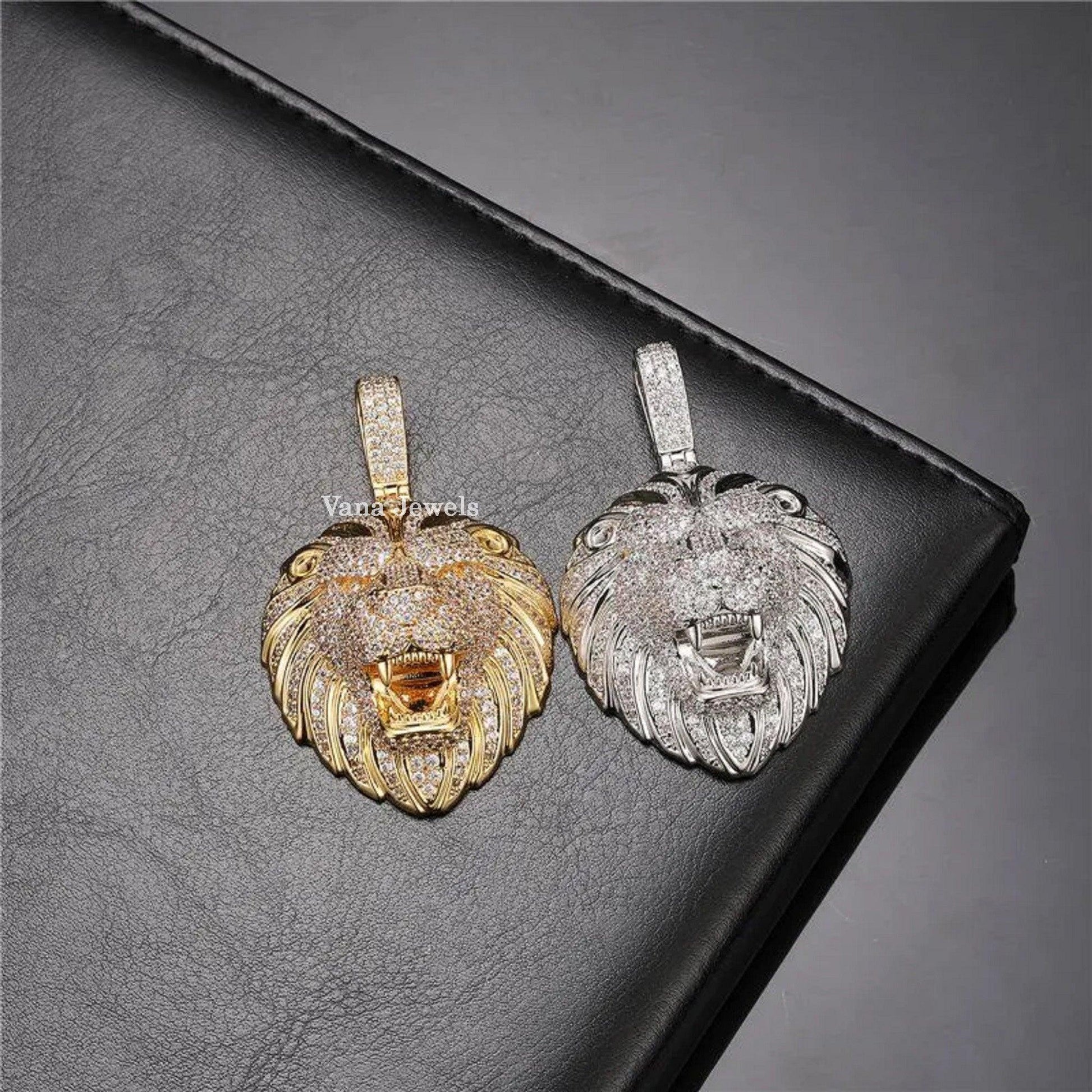 Iced Out VVS Moissanite Lion King Pendant - Vana Jewels