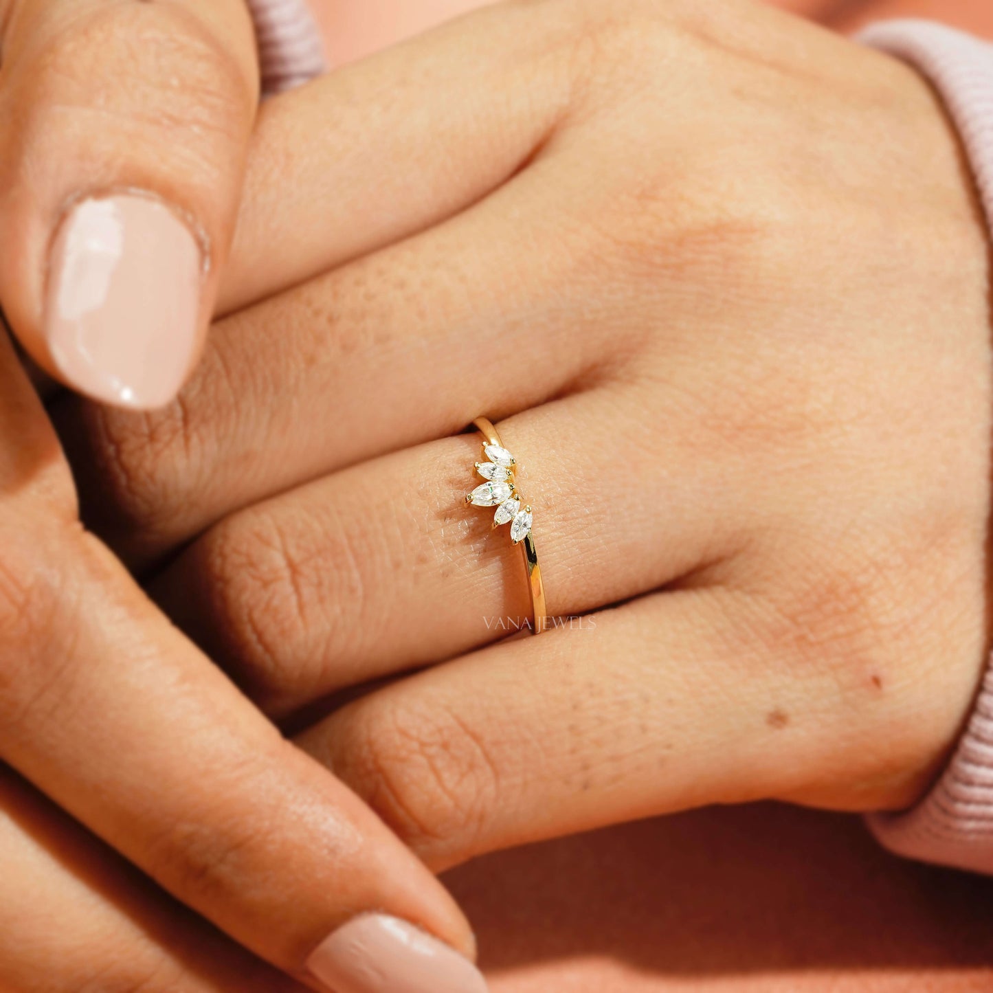 marquise diamond five stone band