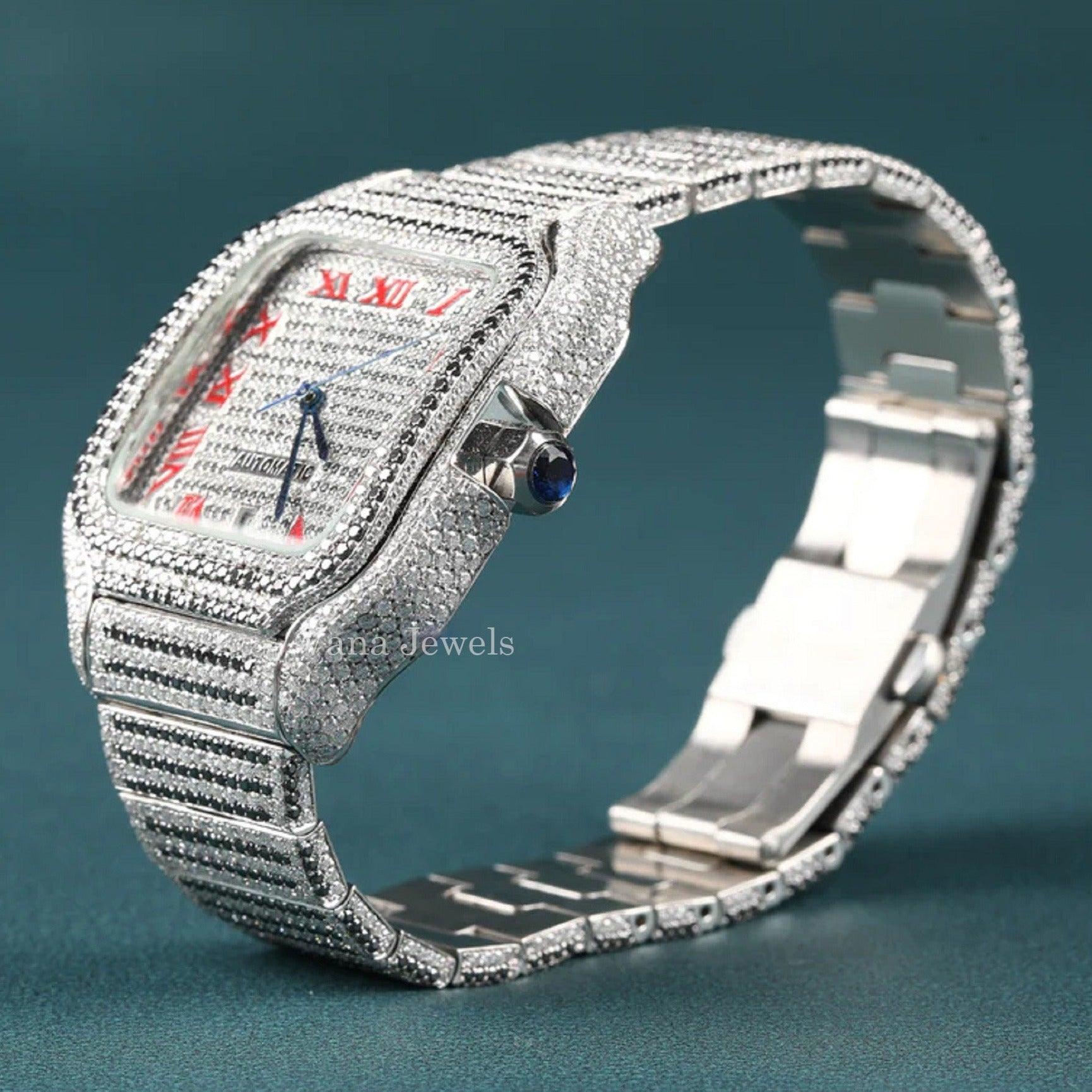 Fully Customized Iced Out Watch with VVS Moissanite Diamond - Vana Jewels