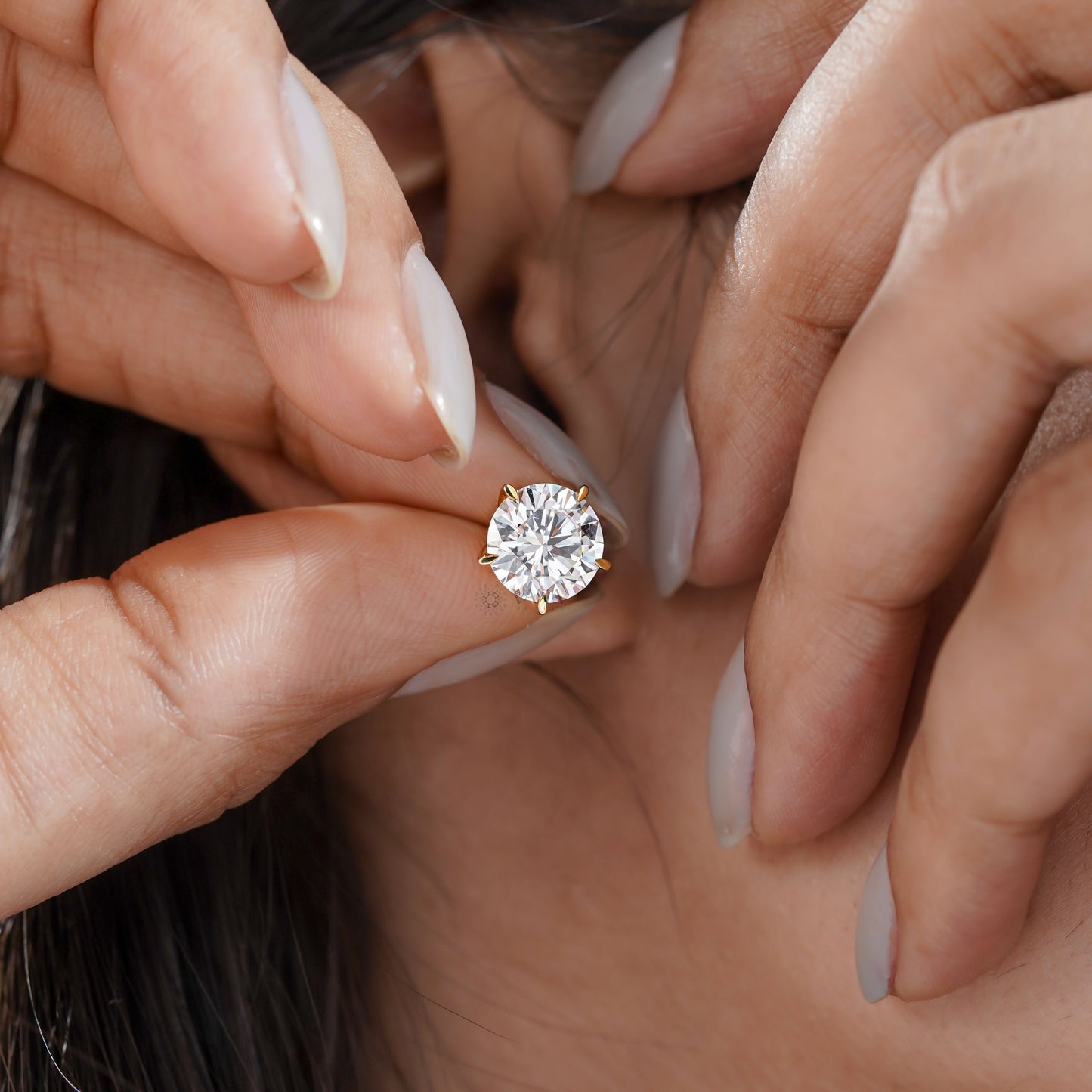 Round Cut Lab Grown Diamond Stud Earrings – Classic Minimalist Solitaire Gift for Her