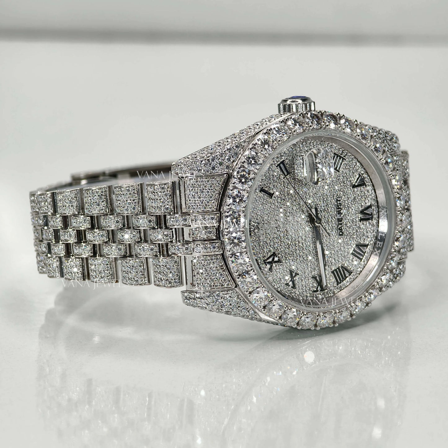 Exquisite Moissanite Studded Watch, Fully Iced Out Diamond Watch for Ultimate Luxury