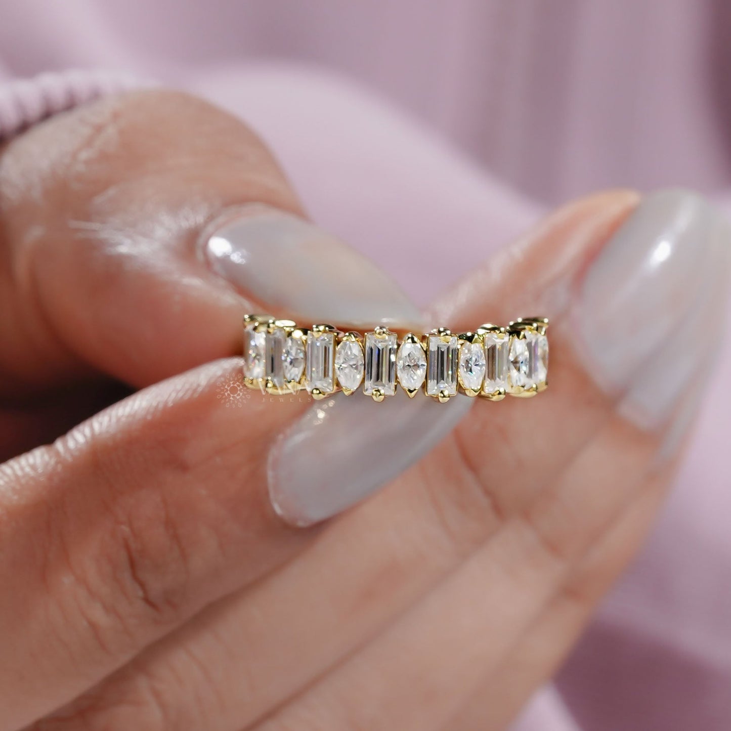 marquise diamond wedding band