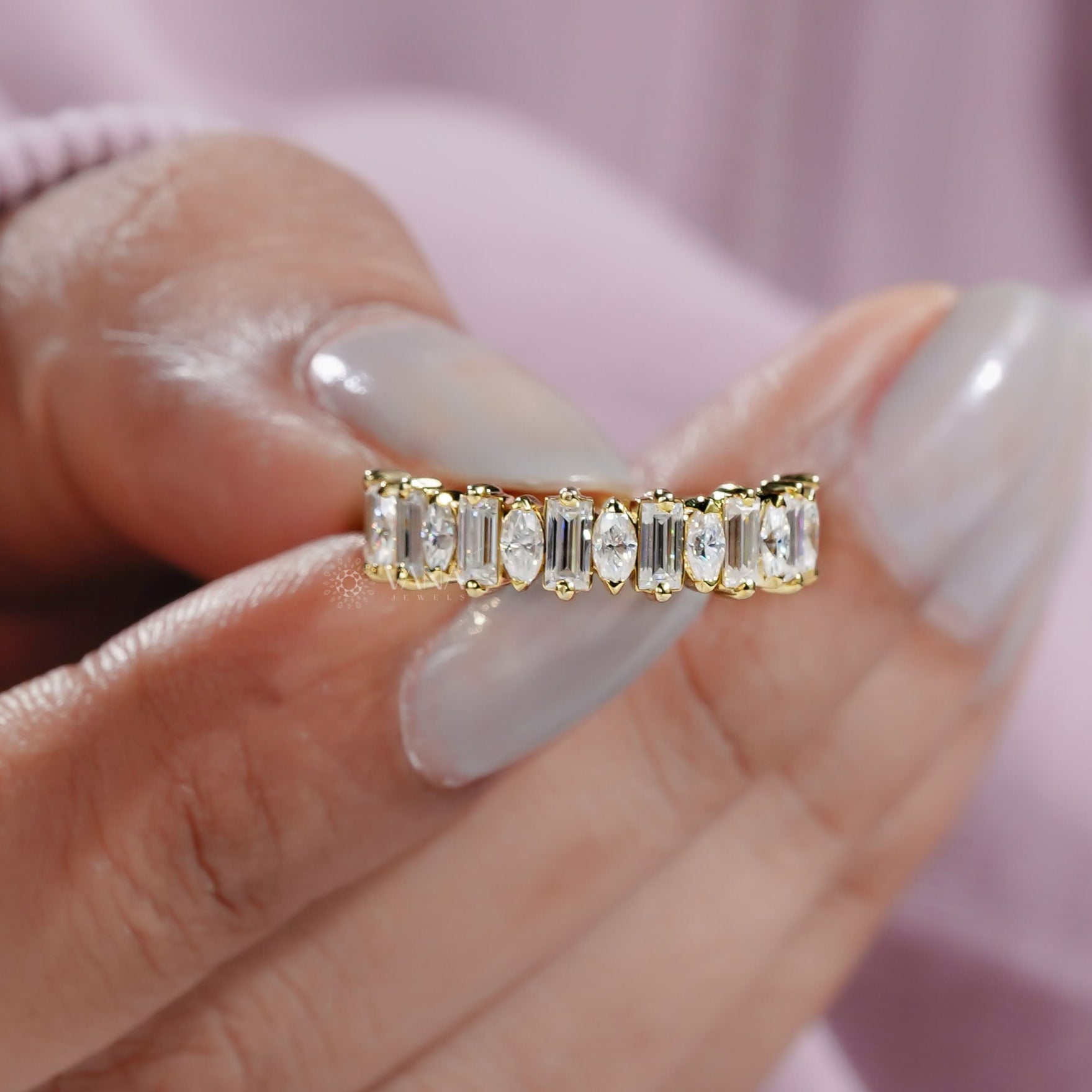 marquise diamond wedding band