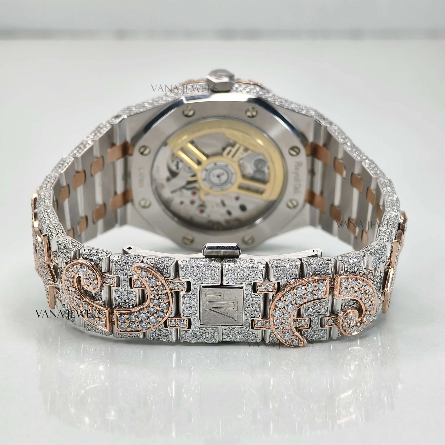 Custom Moissanite Watch, Luxury Two-Tone Moissanite Watch, Fully Iced Out Watch