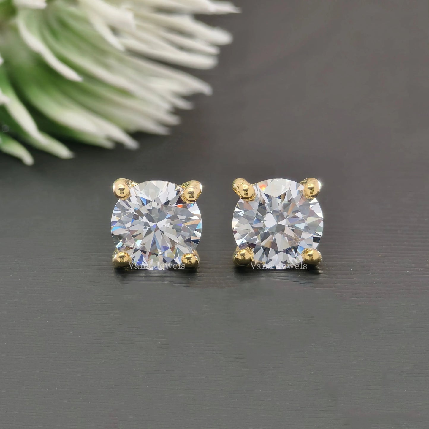 2.60 TCW Round Moissanite Stud Earrings - Screw Back Earrings