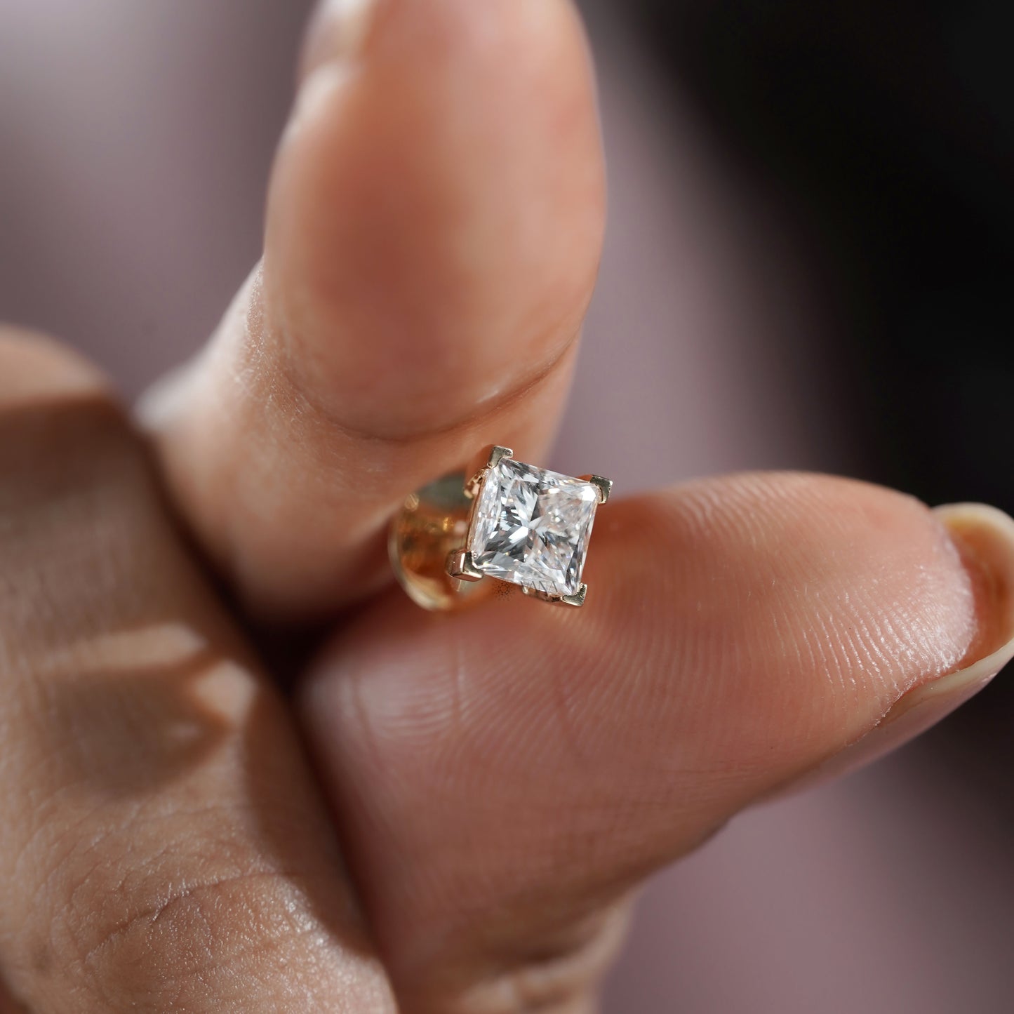 Princess Cut Lab Grown Diamond Stud Earrings Classic Four Prong Setting