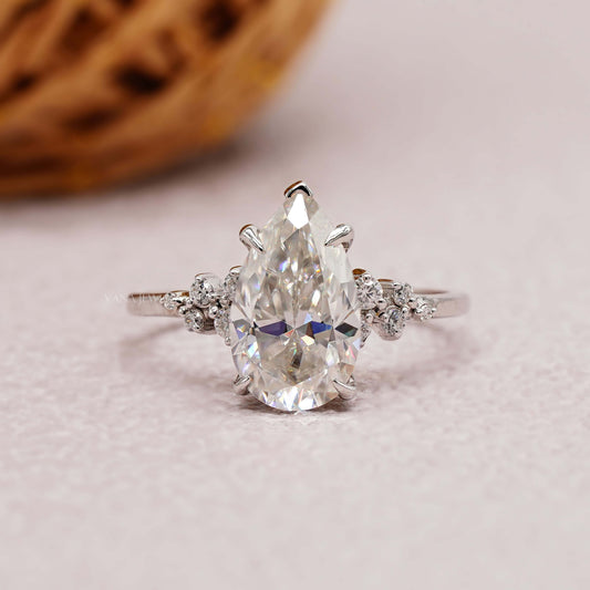 2.32 CT Pear Cut Moissanite Engagement Ring
