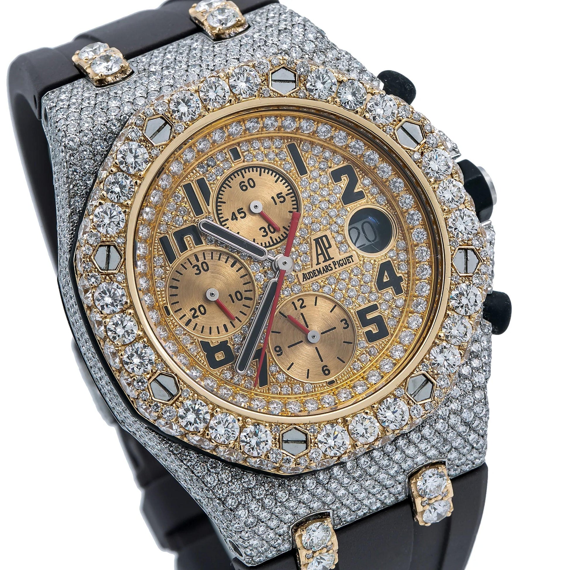 Iced Out VVS Moissanite Diamond Watches with Rubber Band - Vana Jewels