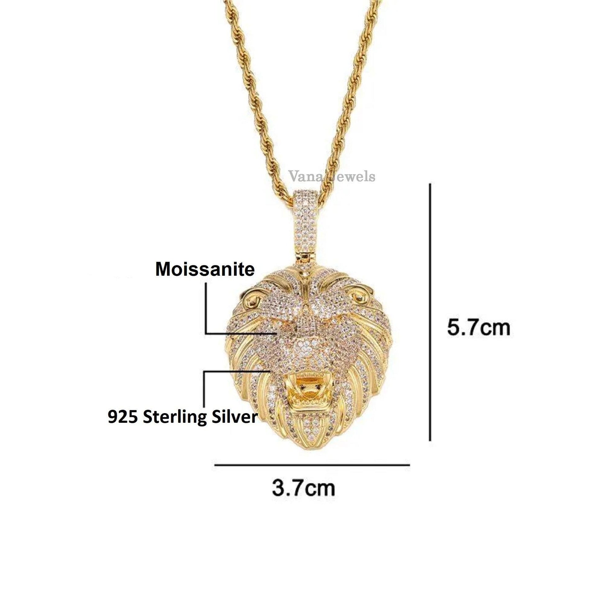 Iced Out VVS Moissanite Lion King Pendant - Vana Jewels