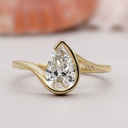 Pear Cut Lab Diamond Bypass Ring

