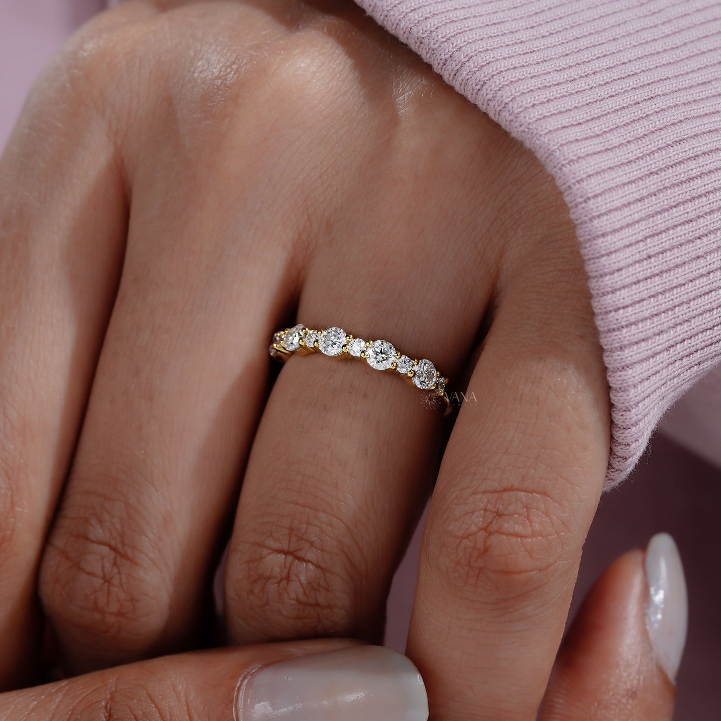 dainty diamond matching band
