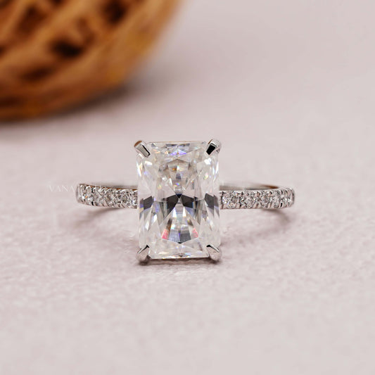 2.82 CT Radiant Cut Moissanite Halo Engagement Ring