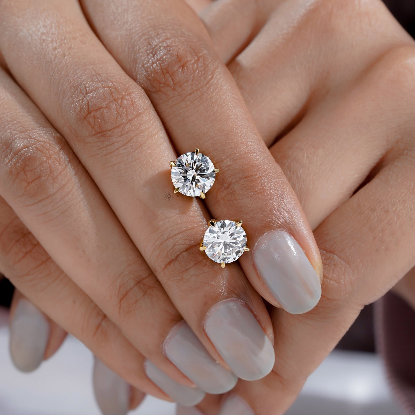 Round Cut Lab Grown Diamond Stud Earrings – Classic Minimalist Solitaire Gift for Her