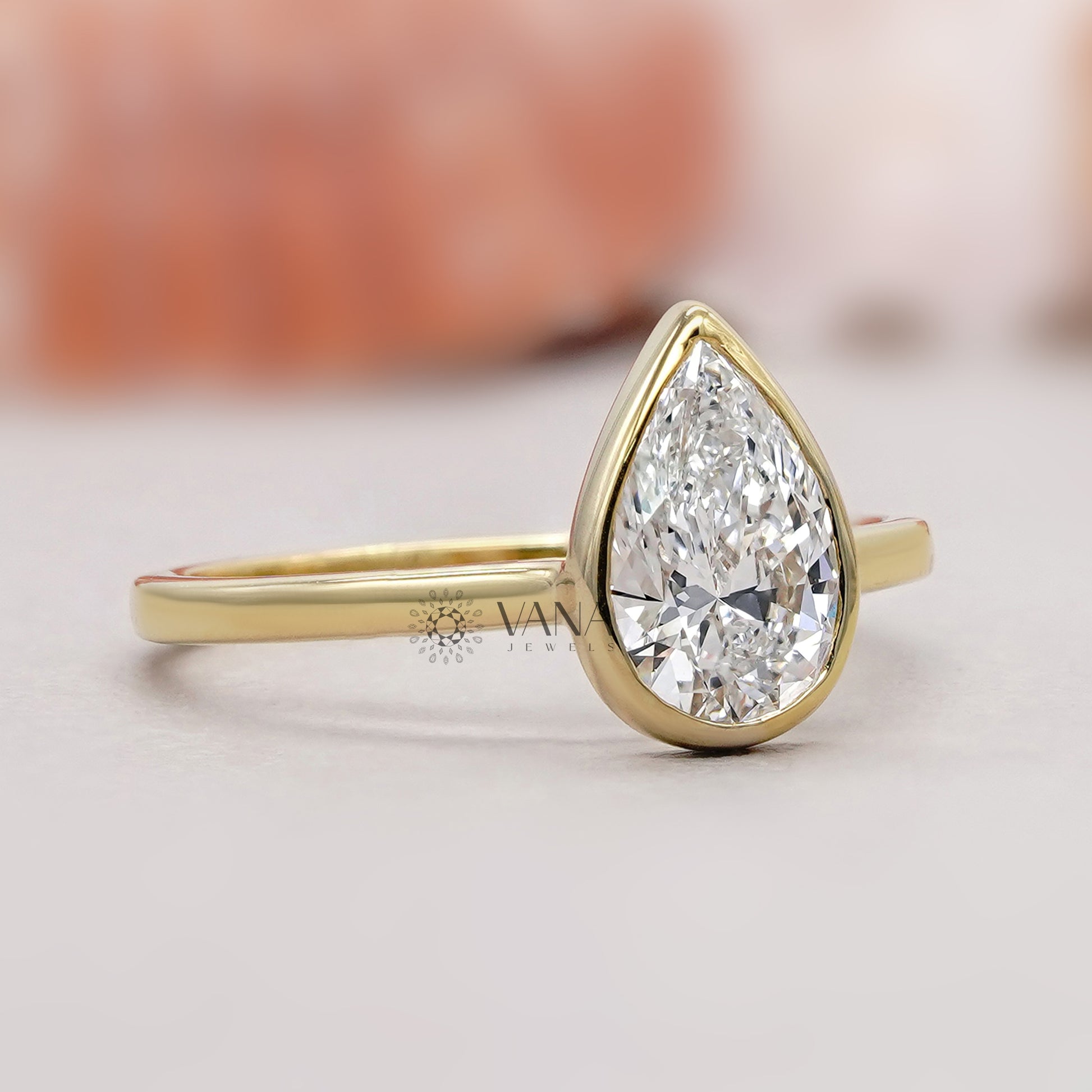 Lab Grown Pear Solitaire Engagement Ring
