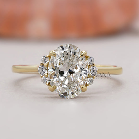 Oval Cut Lab Diamond Gold Ring