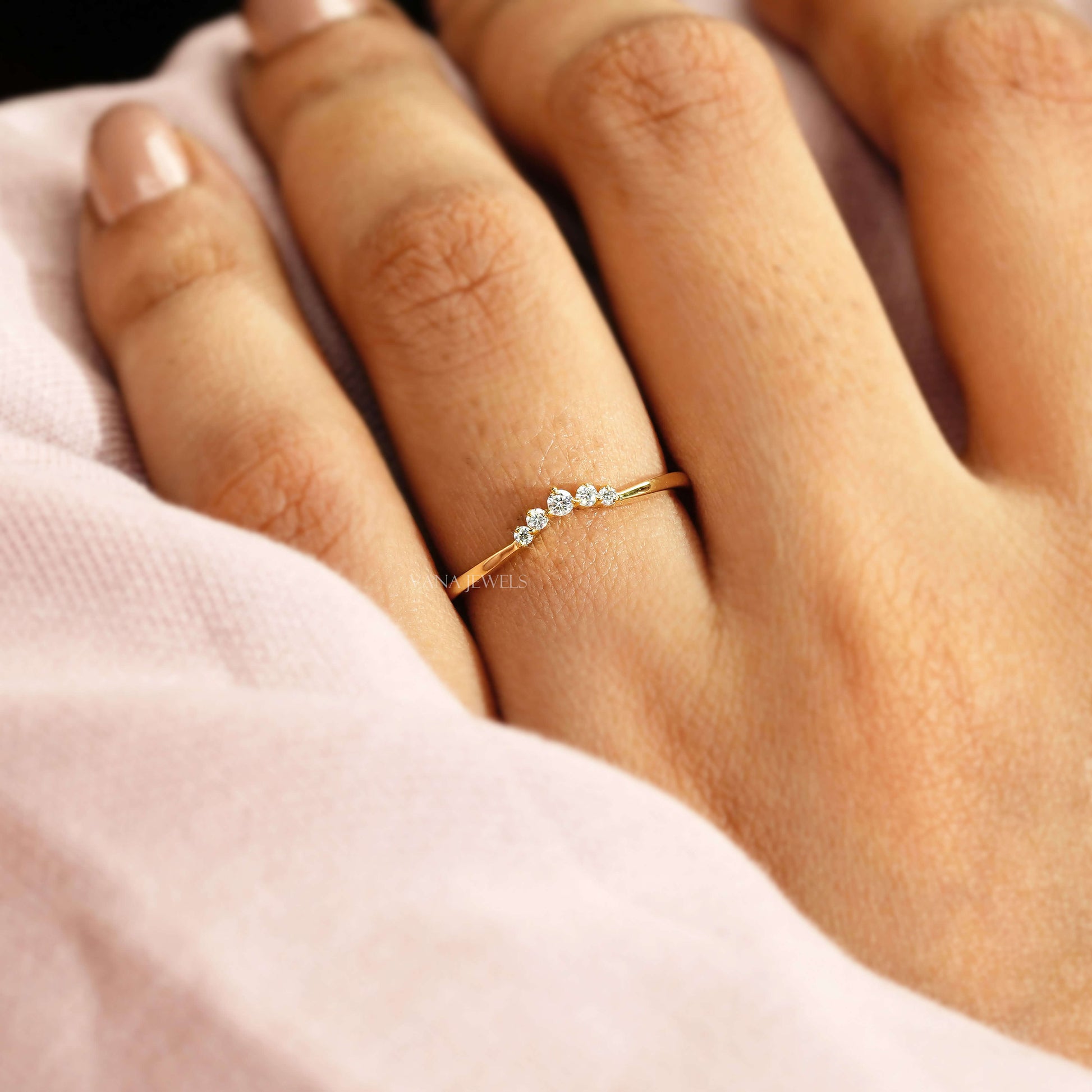 Dainty lab grown diamond stacking ring