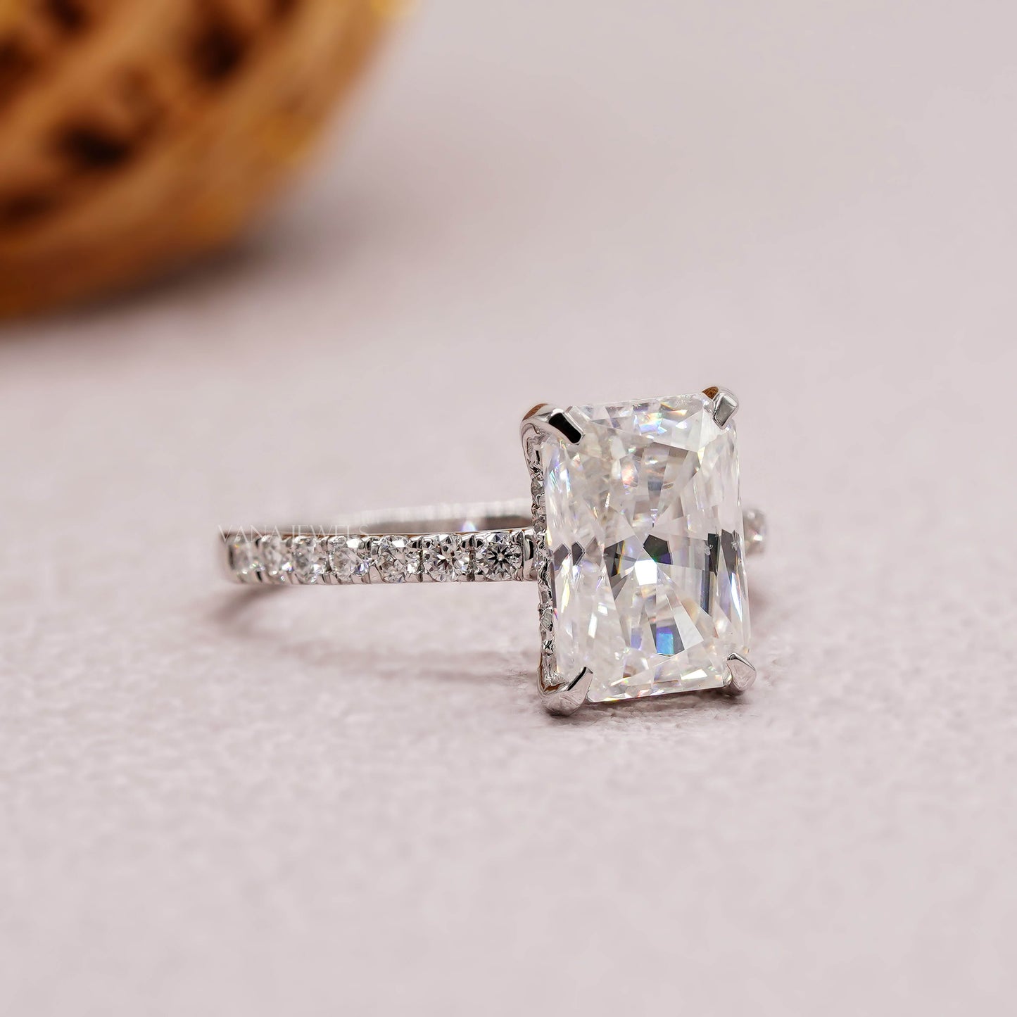 2.82 CT Radiant Cut Moissanite Halo Engagement Ring
