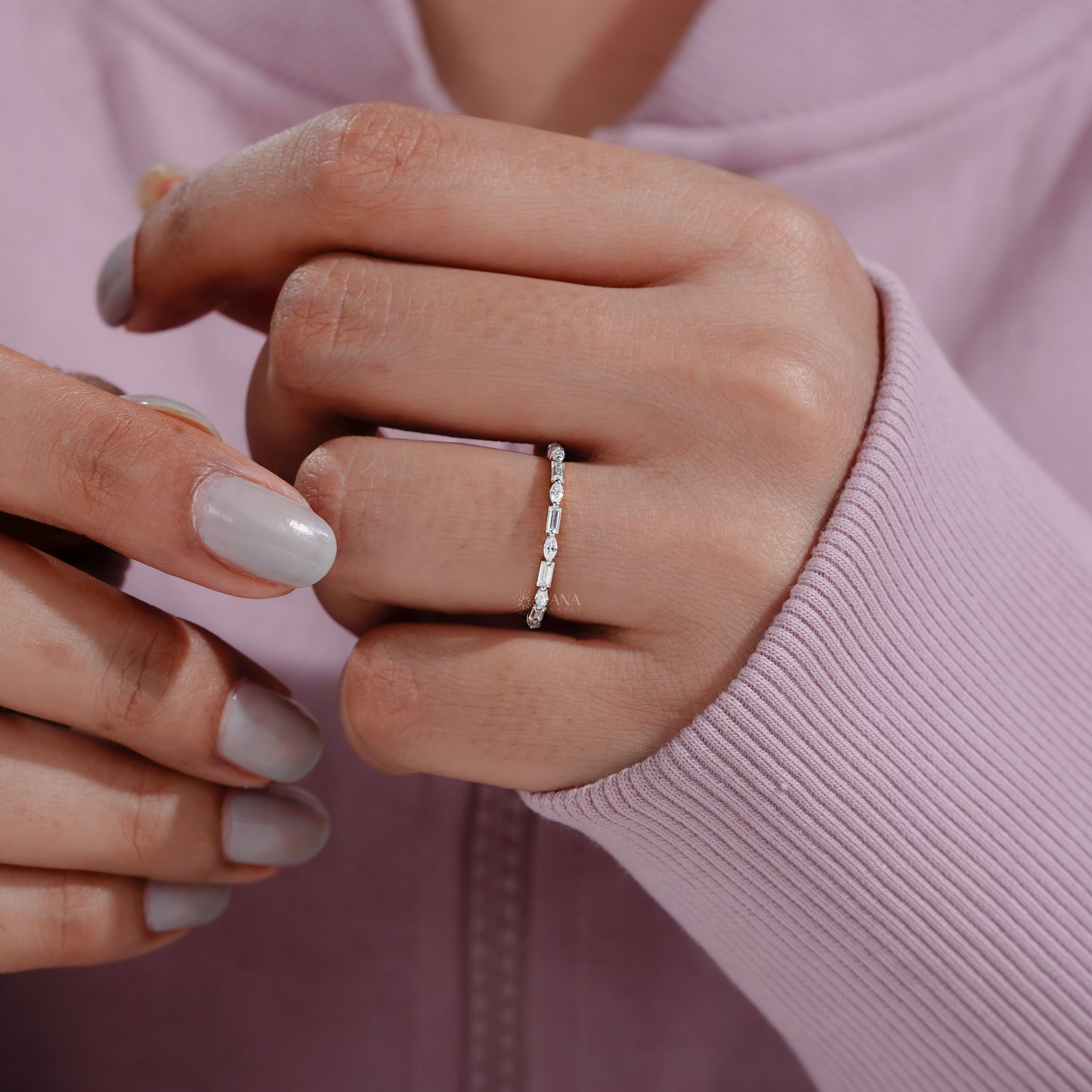 Baguette cut diamond ring band
