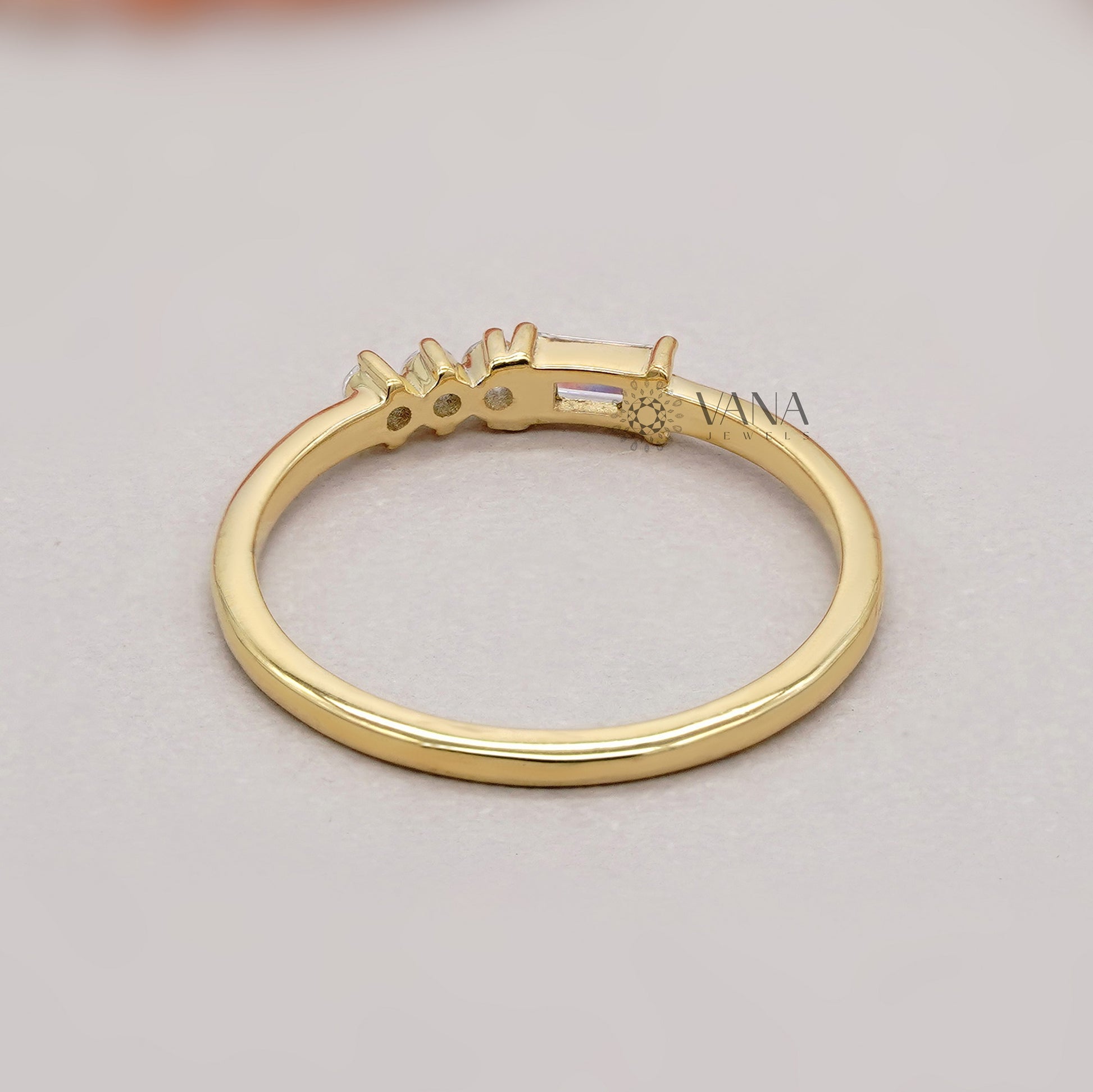 Modern Baguette and Round Diamond Ring