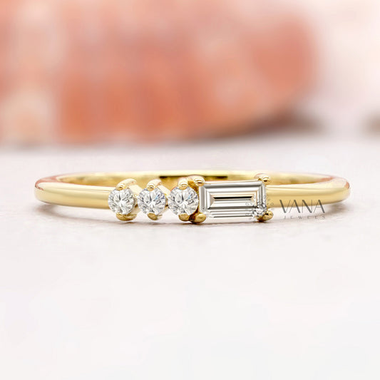 Baguette and Round Diamond Band

