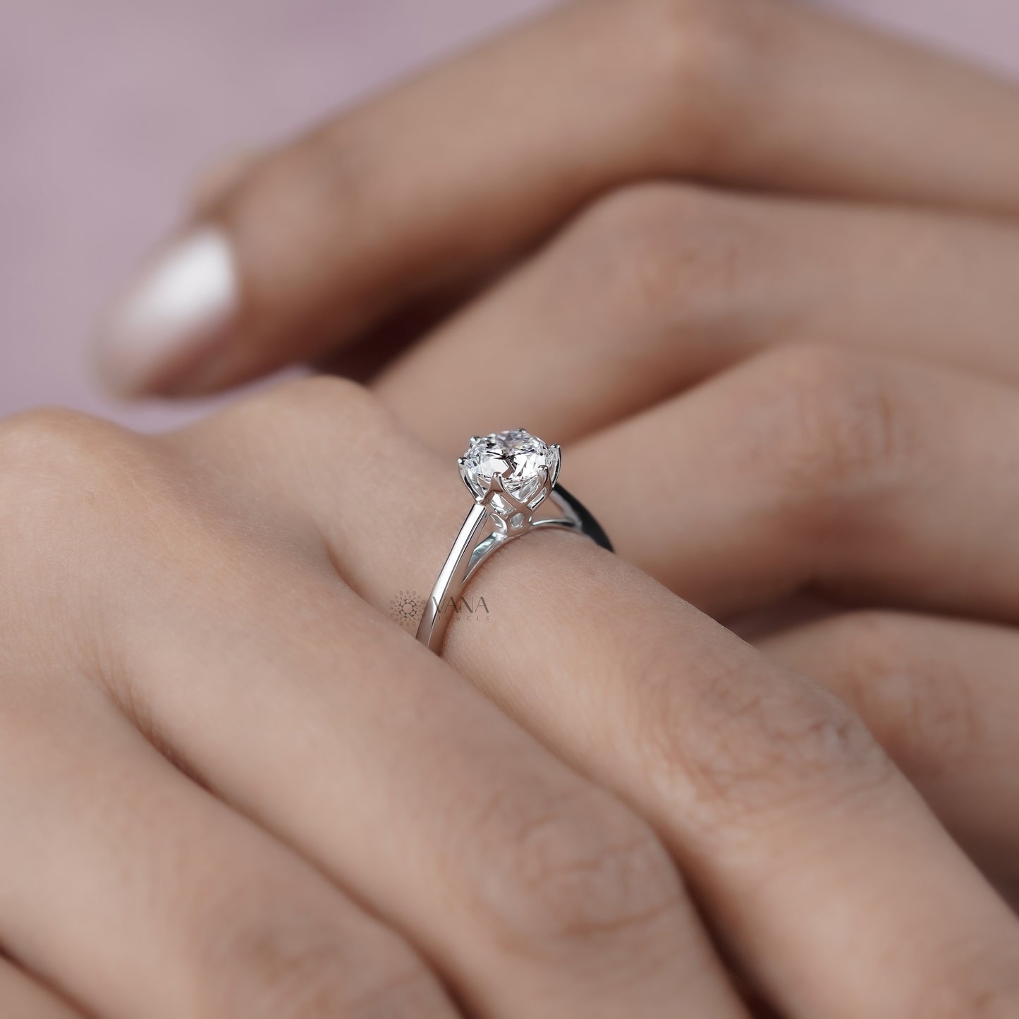 Portuguese Cut Lab Grown Diamond Solitaire Engagement Ring With Tulip Setting