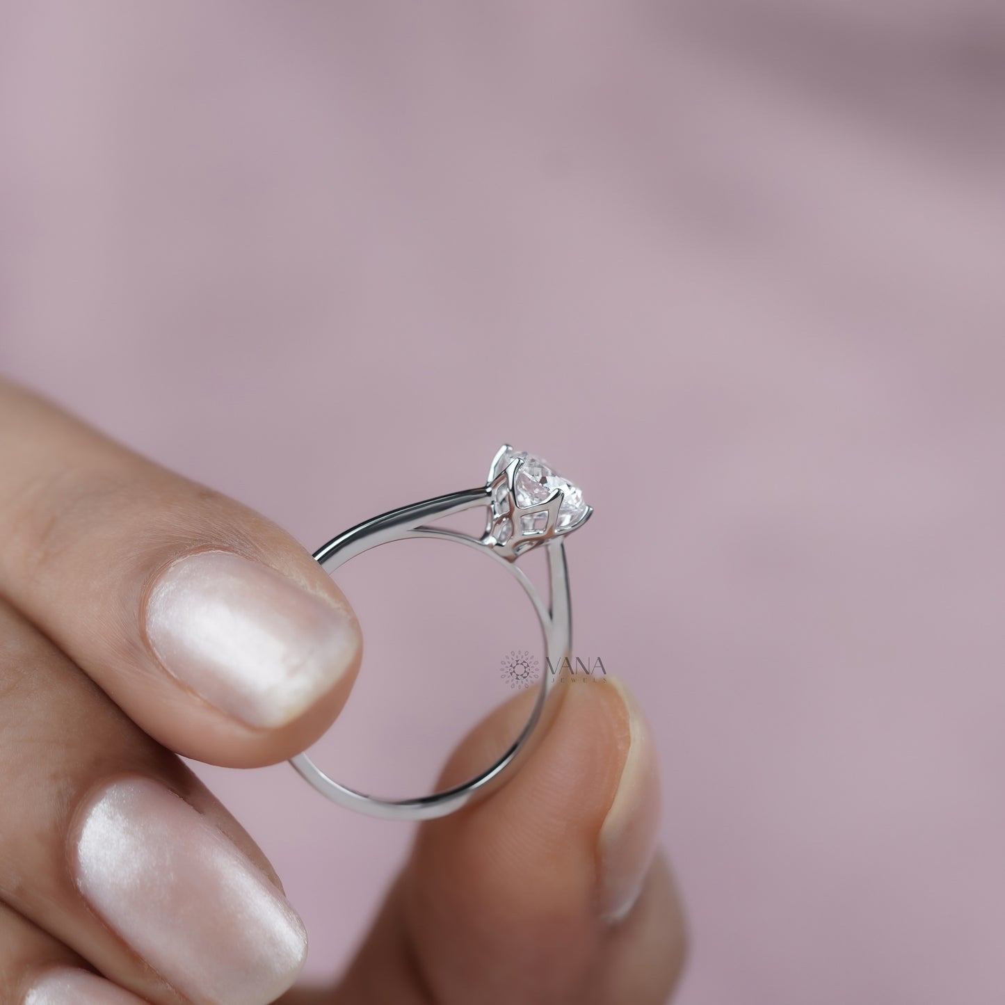 Portuguese Cut Lab Grown Diamond Solitaire Engagement Ring With Tulip Setting