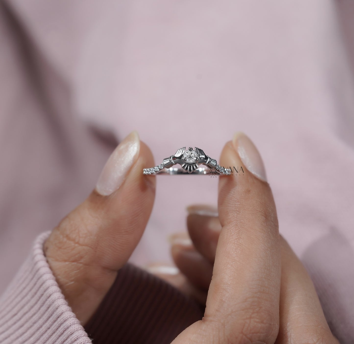 Claddagh Ring for Women, Lab Grown Diamond Engagement Ring in White Gold