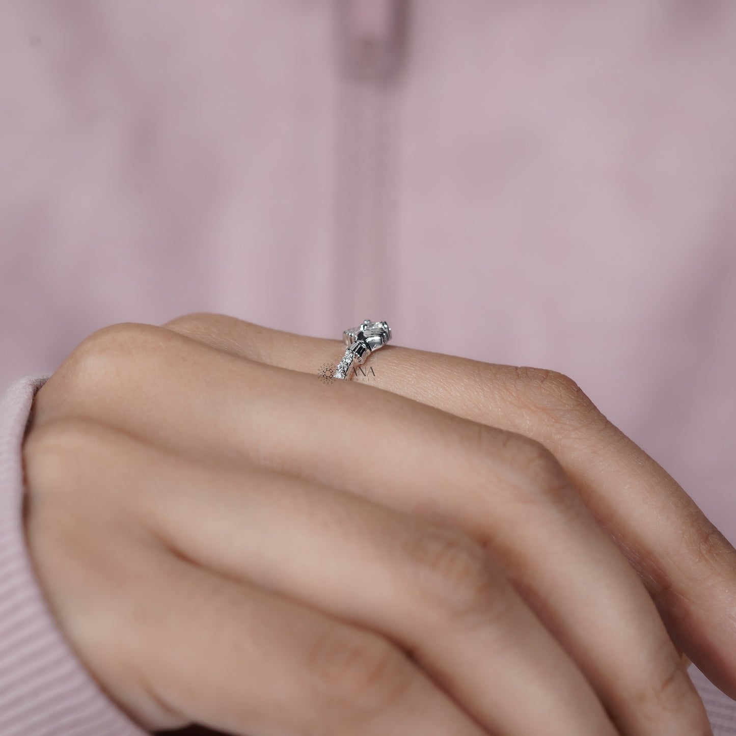 Claddagh Ring for Women, Lab Grown Diamond Engagement Ring in White Gold