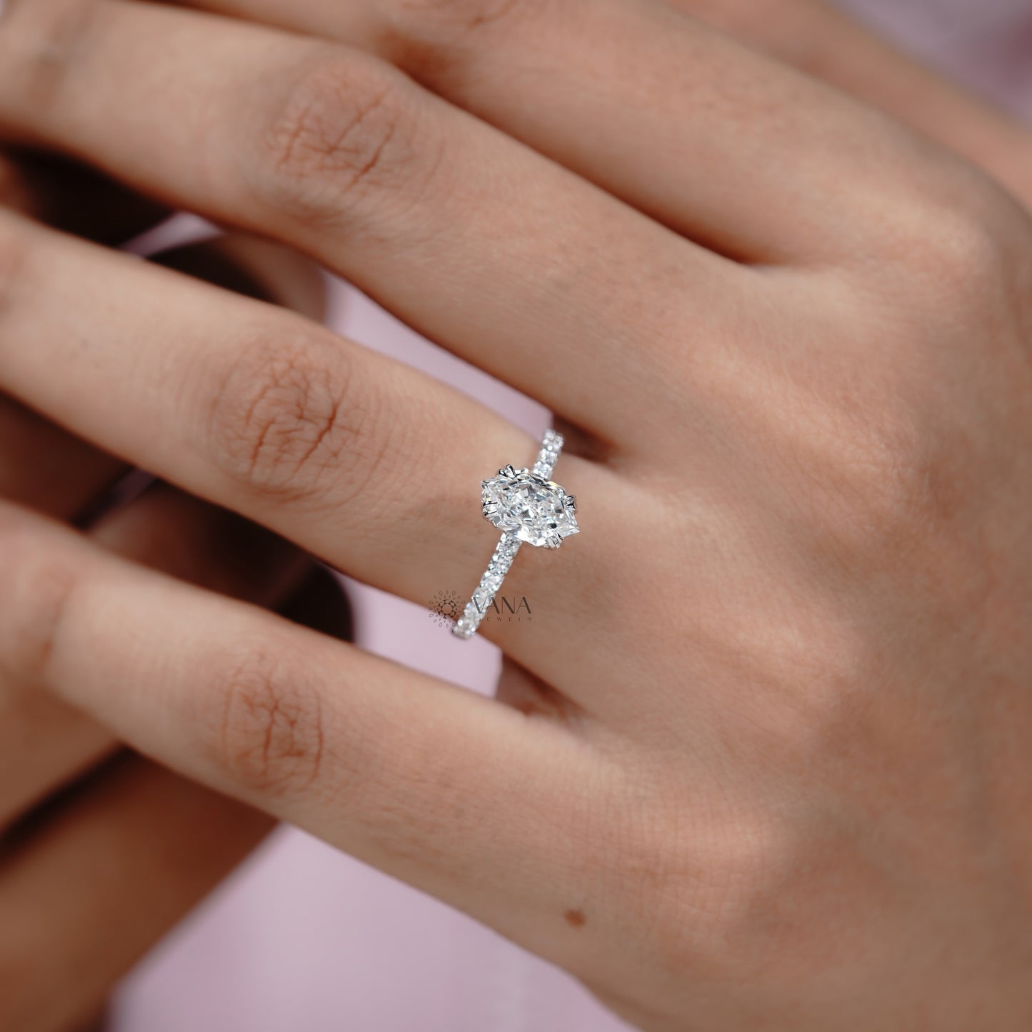 Dutch Marquise Cut Lab Grown Diamond Engagement Ring with Double Claw Prongs