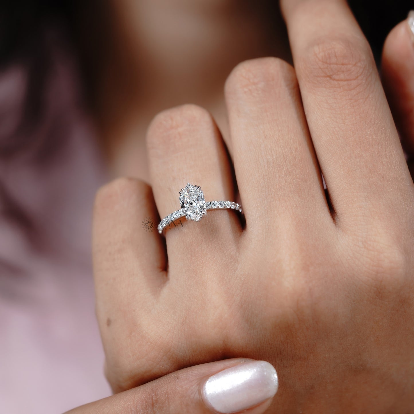 Dutch Marquise Cut Lab Grown Diamond Engagement Ring with Double Claw Prongs