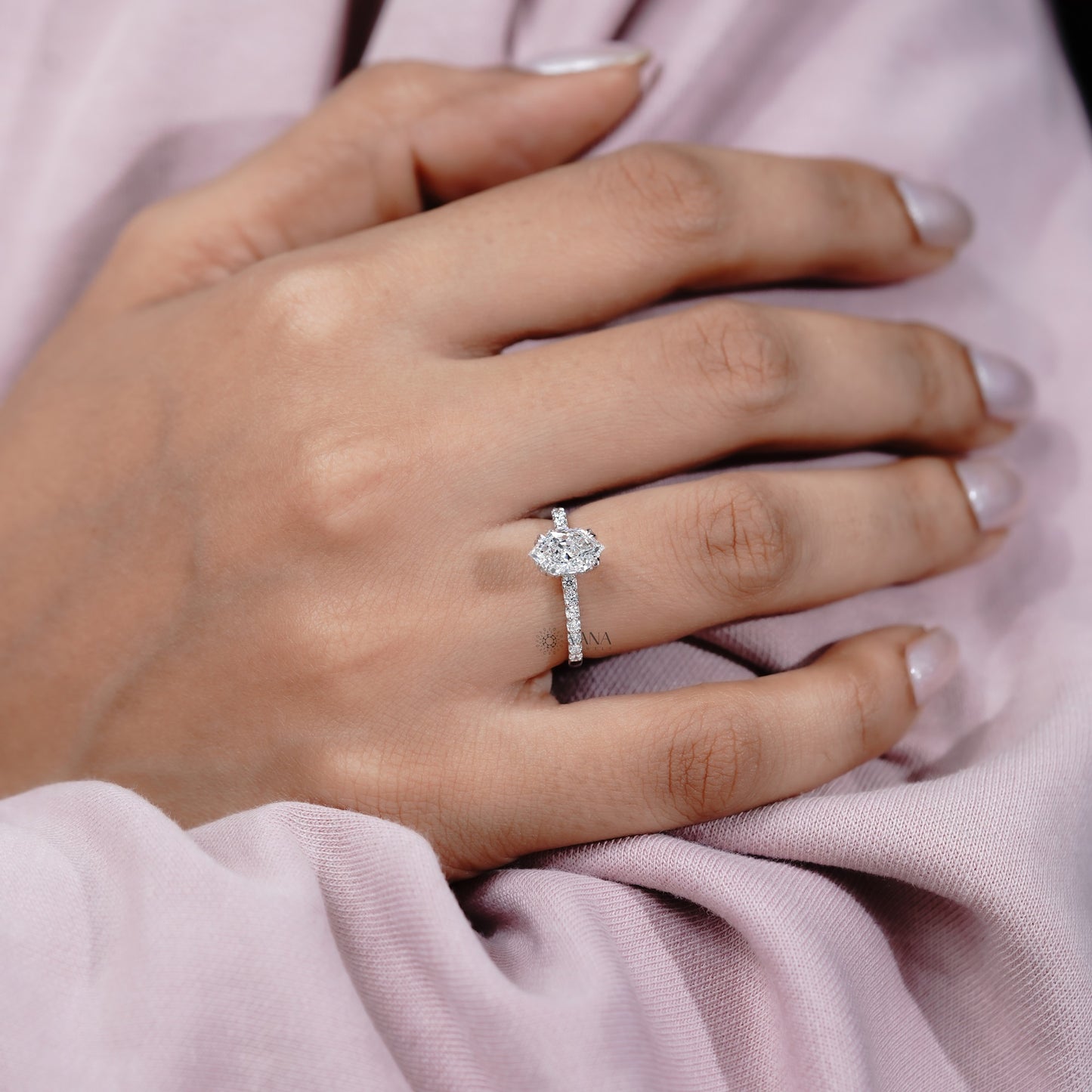 Dutch Marquise Cut Lab Grown Diamond Engagement Ring with Double Claw Prongs