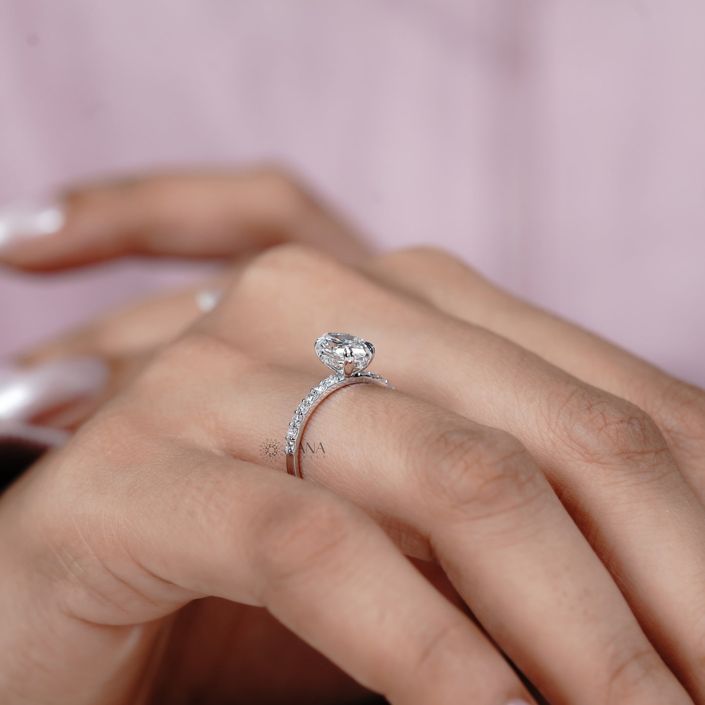 Dutch Marquise Cut Lab Grown Diamond Engagement Ring with Double Claw Prongs