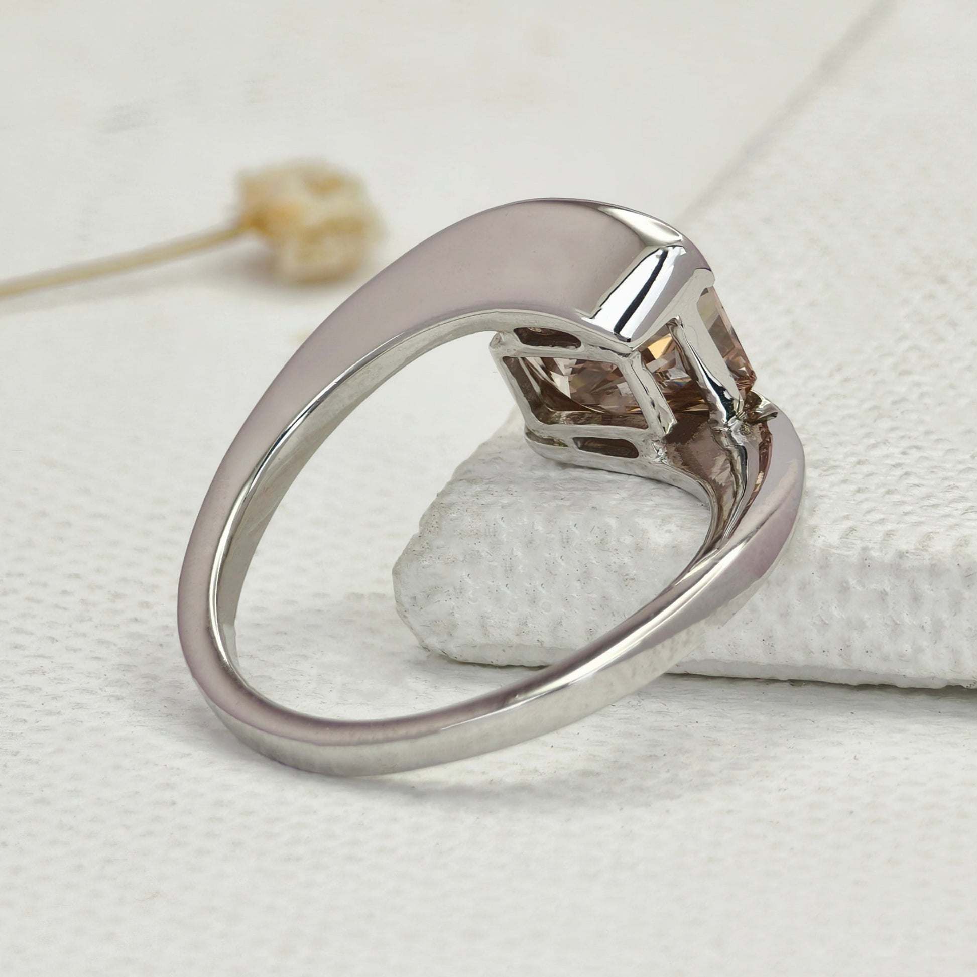 radiant cut lab diamond tension set ring