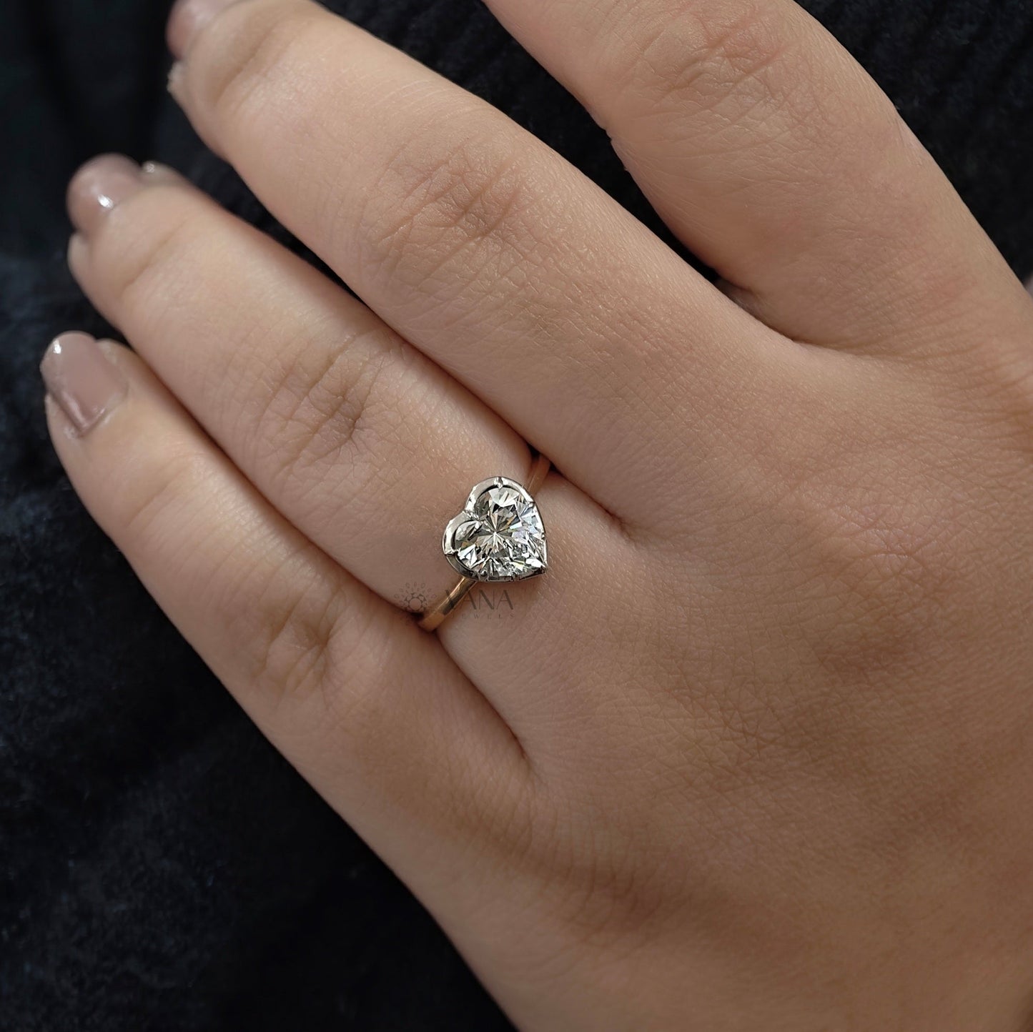 Heart Shape Moissanite Georgian Bezel Set Solitaire Engagement Ring