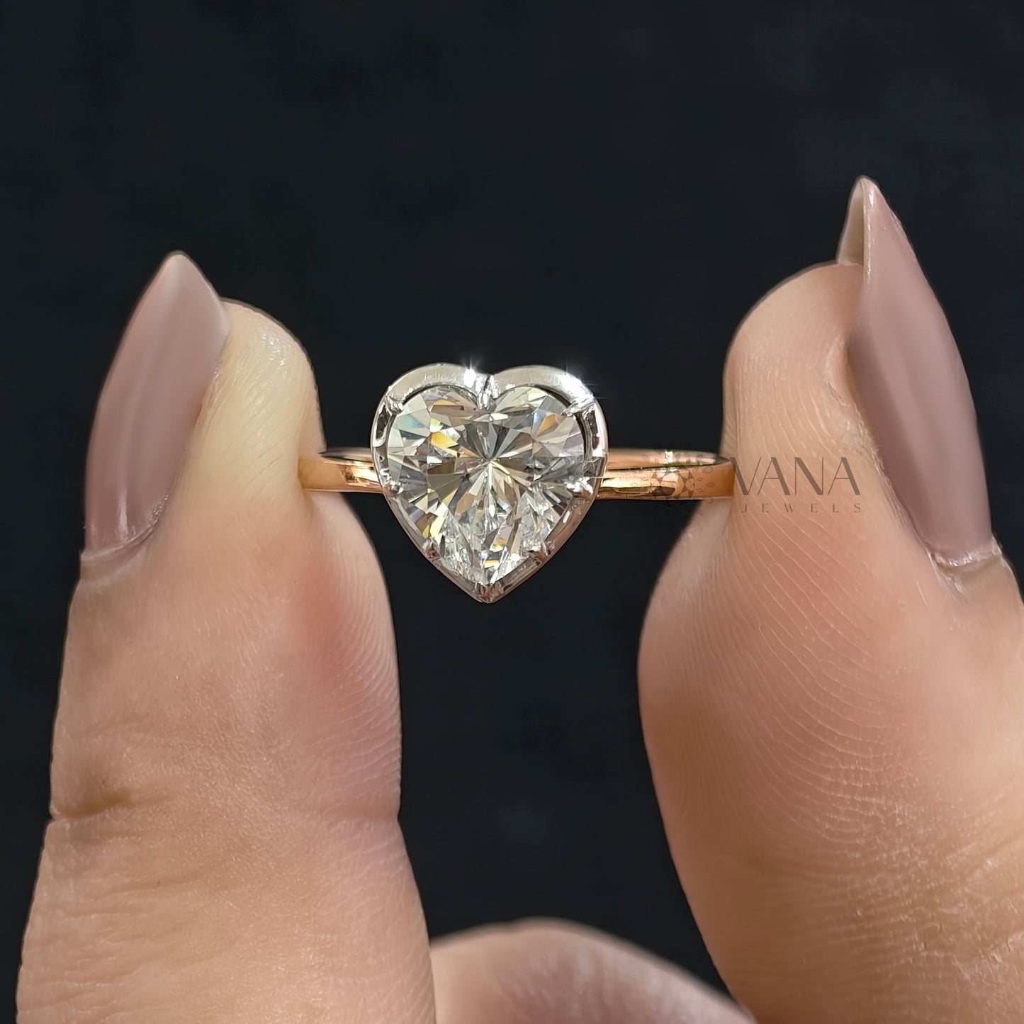 Heart Shape Moissanite Georgian Bezel Set Solitaire Engagement Ring