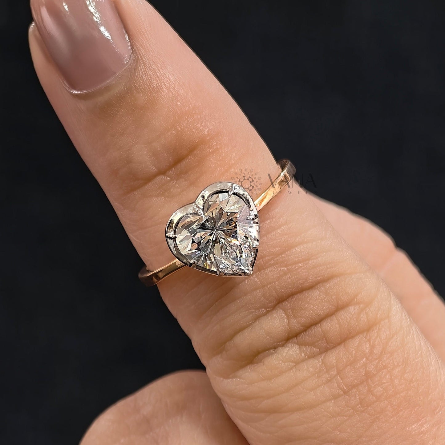 Heart Shape Moissanite Georgian Bezel Set Solitaire Engagement Ring