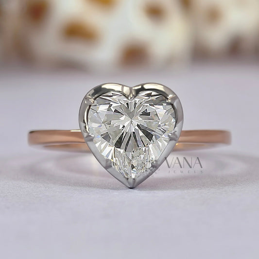 Heart Shape Moissanite Georgian Bezel Set Solitaire Engagement Ring