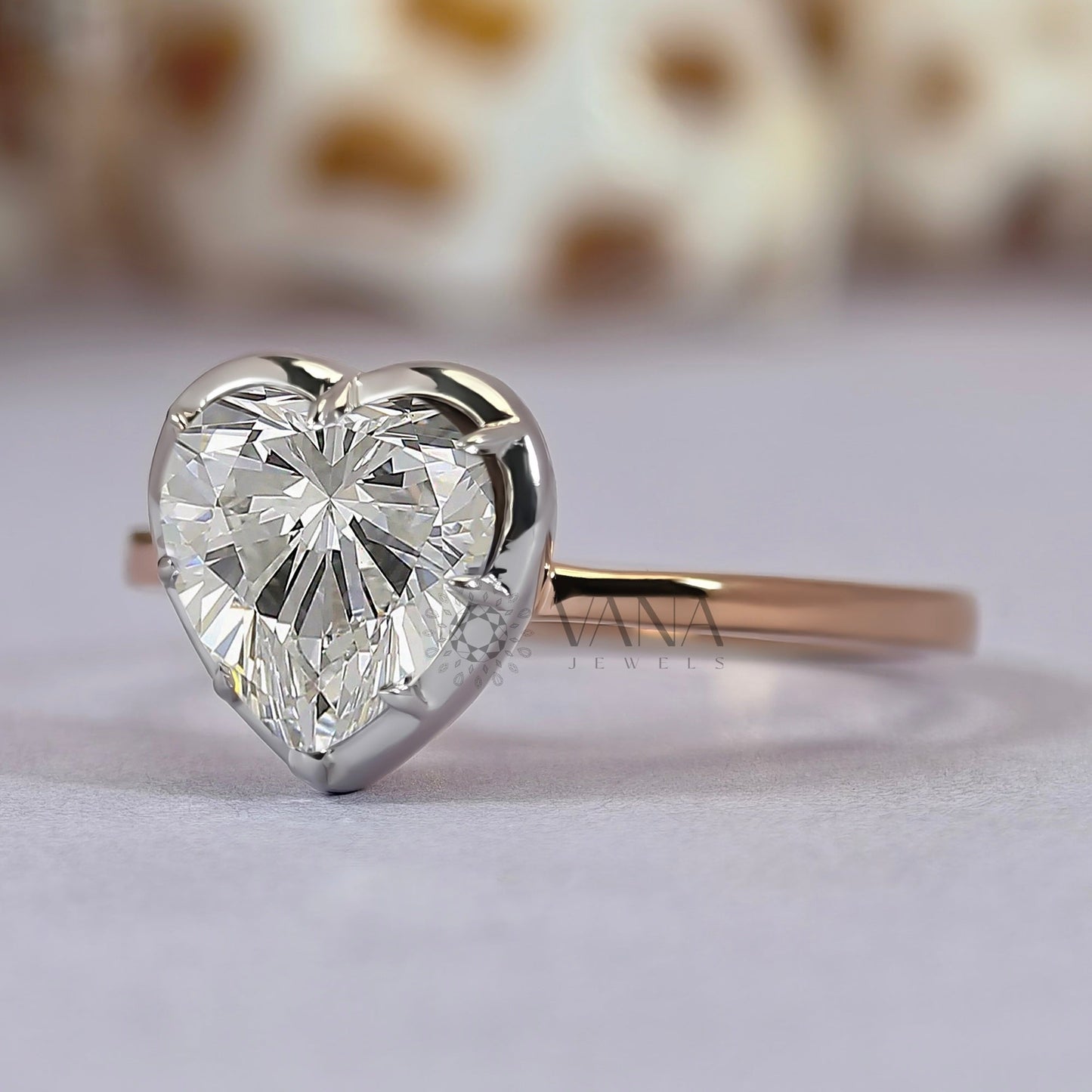 Heart Shape Moissanite Georgian Bezel Set Solitaire Engagement Ring