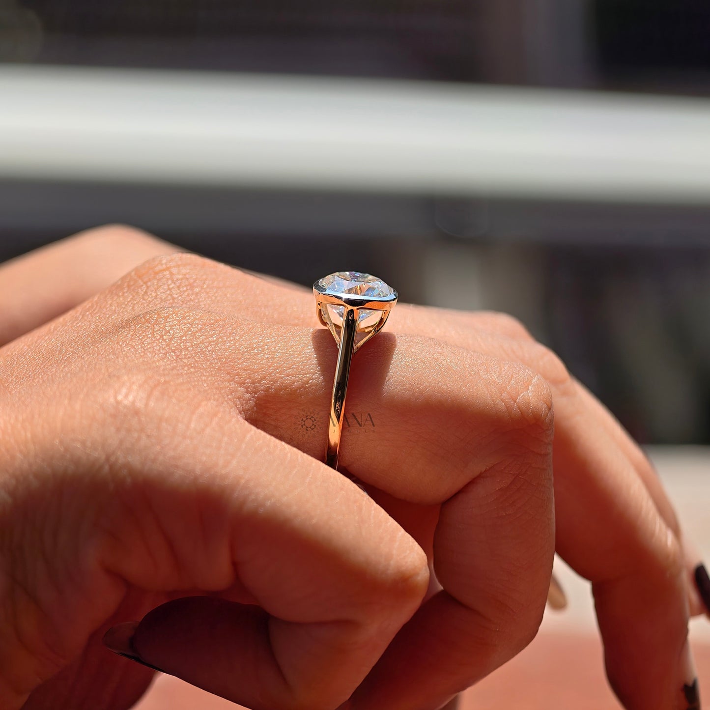 Cushion Cut Moissanite Solitaire Engagement Ring in 14K Yellow Gold
