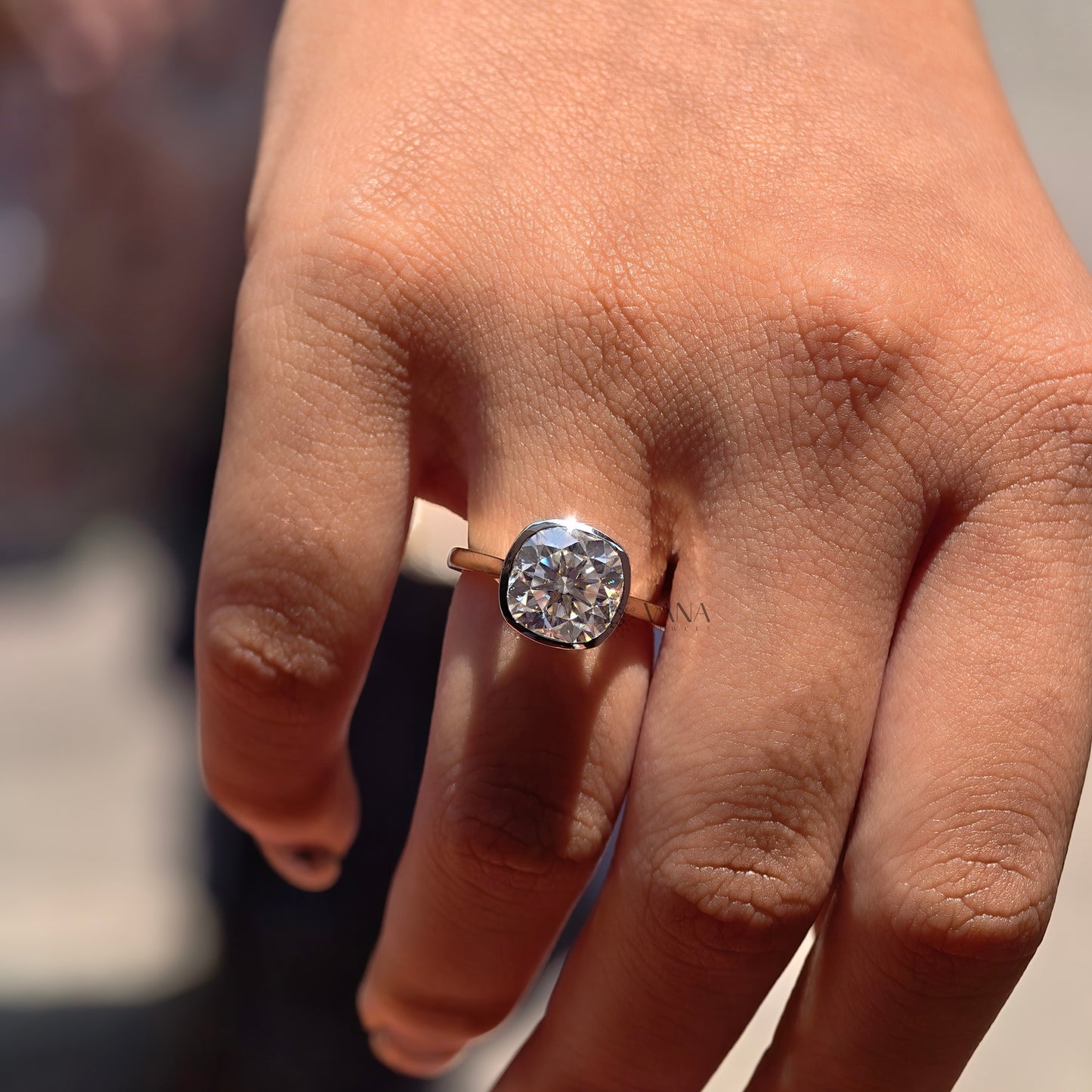 Cushion Cut Moissanite Solitaire Engagement Ring in 14K Yellow Gold